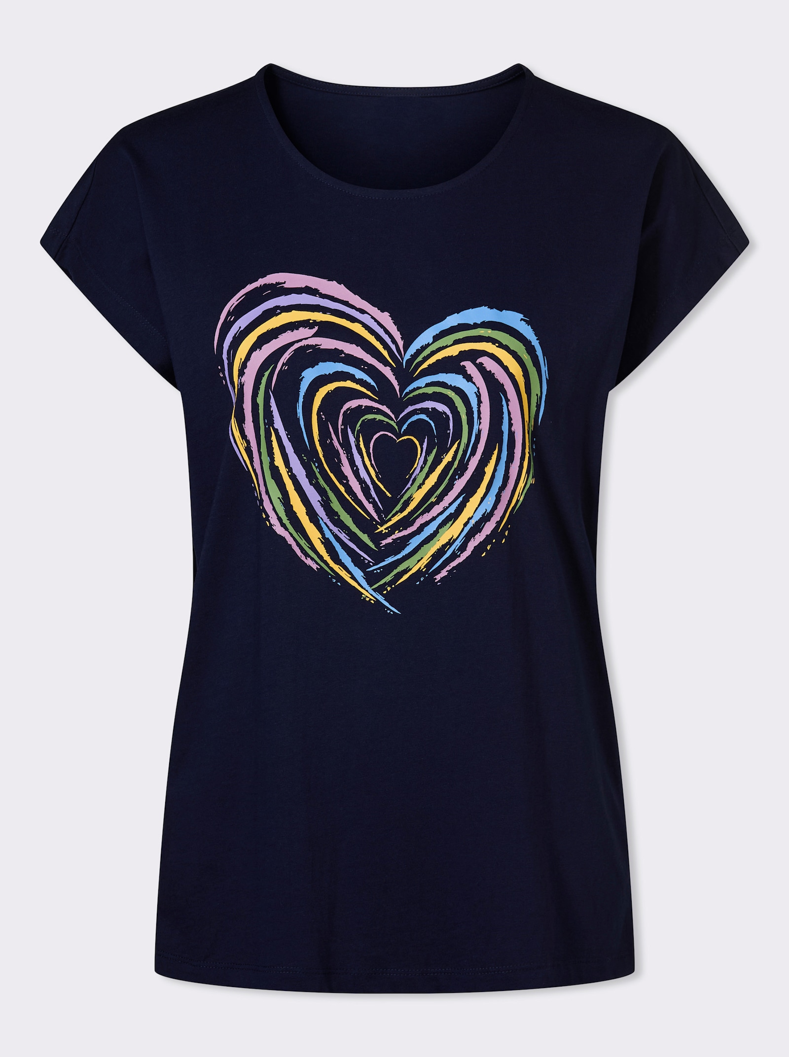 Kurzarmshirt mit Herz-Motiv - marine-orchidee