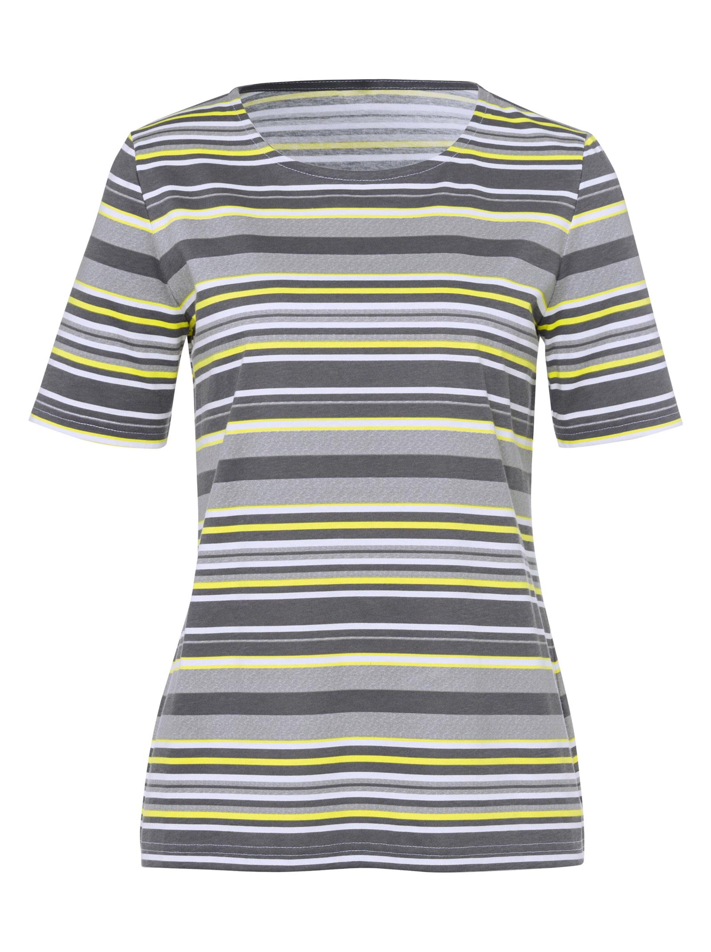 Shirt - anthrazit-limone-geringelt