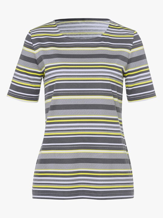 Shirt - anthrazit-limone-geringelt