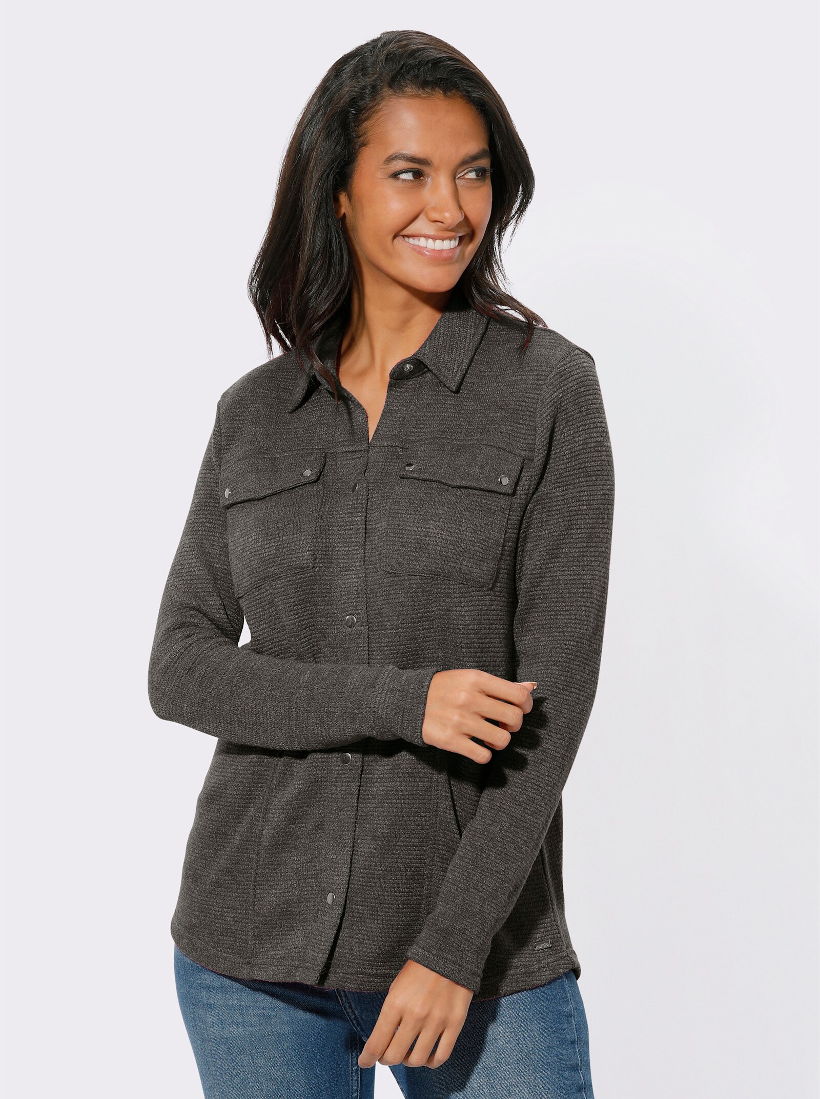 Shirtjacke mit Brusttaschen - graphit
