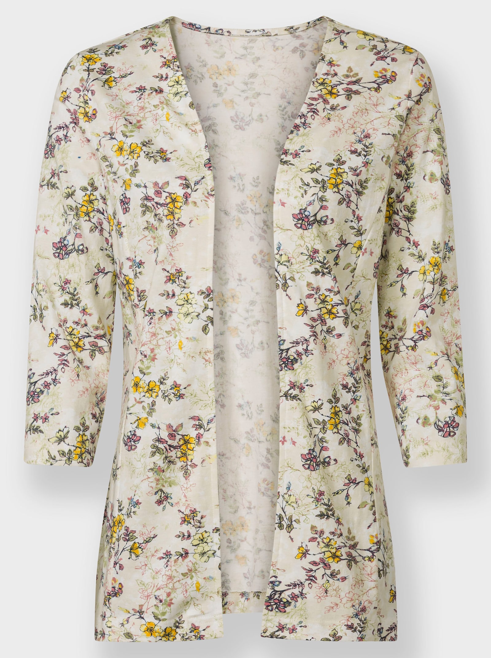 Shirtjasje in open model - champagne geprint