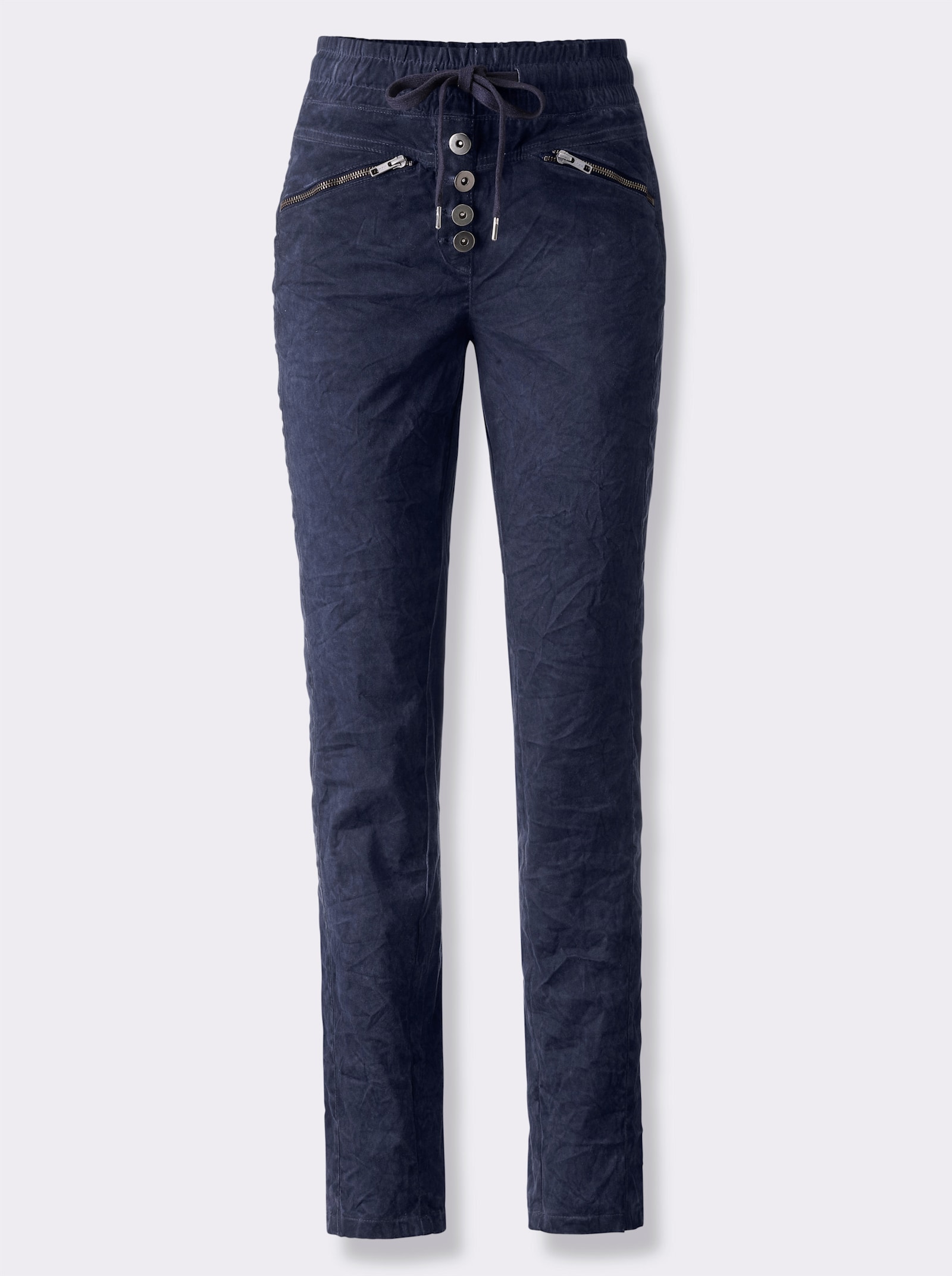 heine Comfortbroek van crinkle-stof - marine