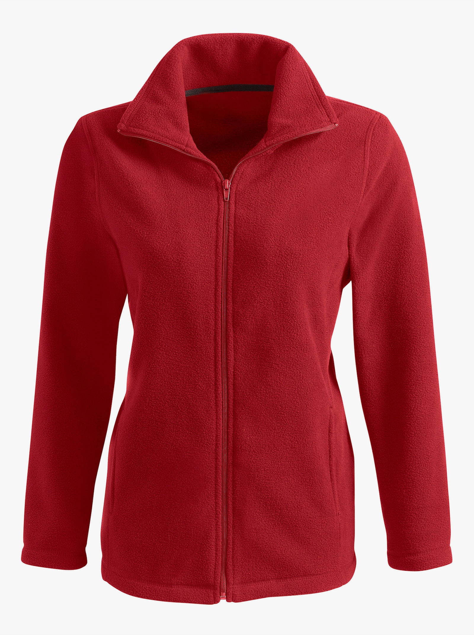 Fleecejacke mit zwei Taschen - weinrot