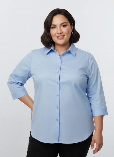 Hemdbluse mit 3/4-Ärmeln - bleu