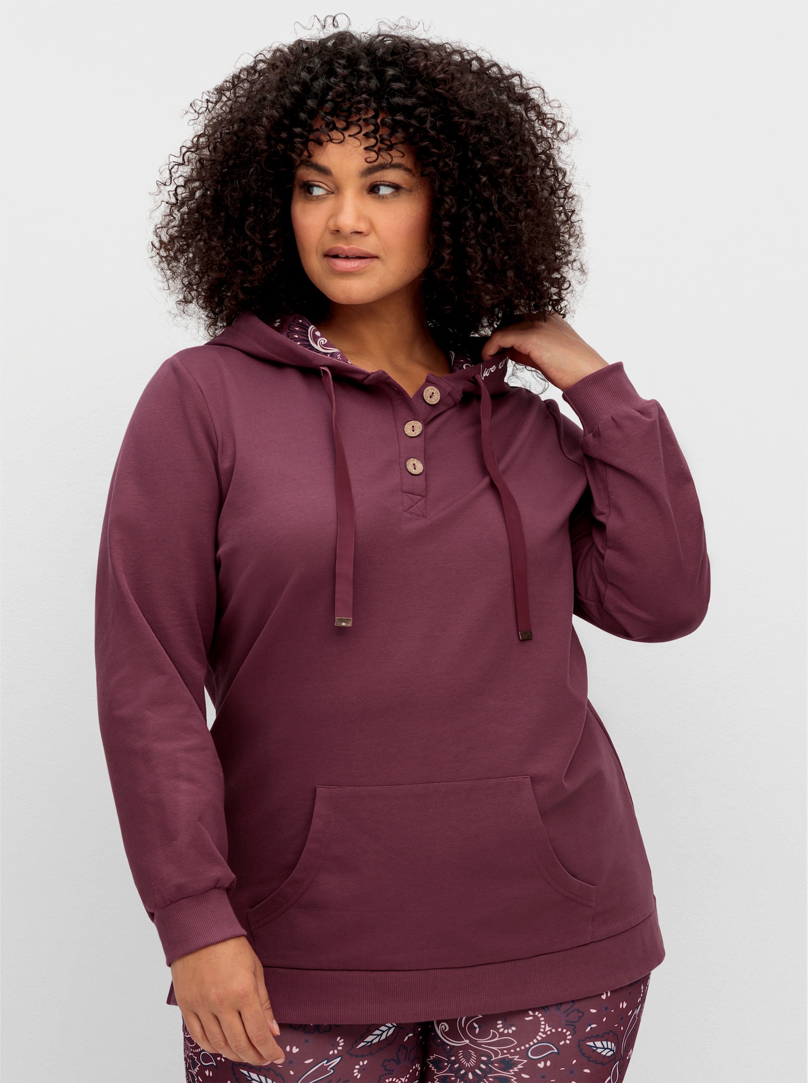 sheego by Joe Browns Kapuzensweatshirt mit Kängurutasche - weinrot