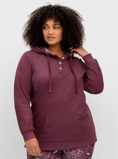 sheego by Joe Browns Kapuzensweatshirt mit Kängurutasche - weinrot