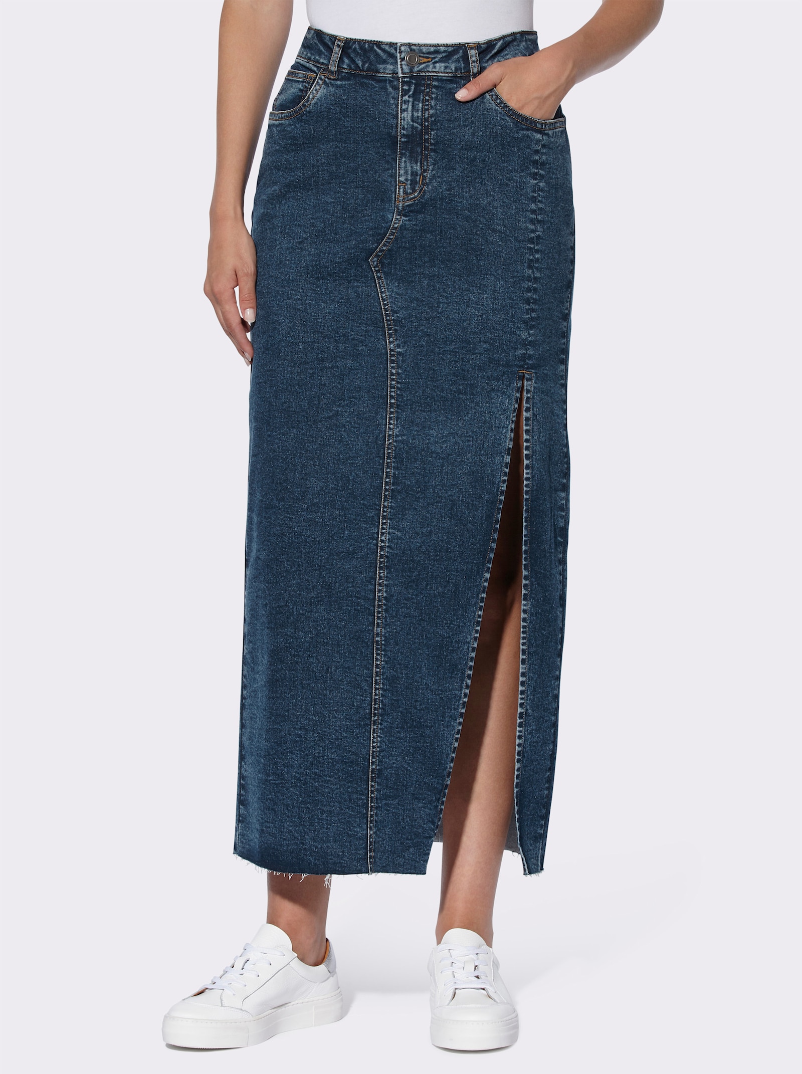 heine Jeansrok met extra lange zijsplit - blue-stonewashed