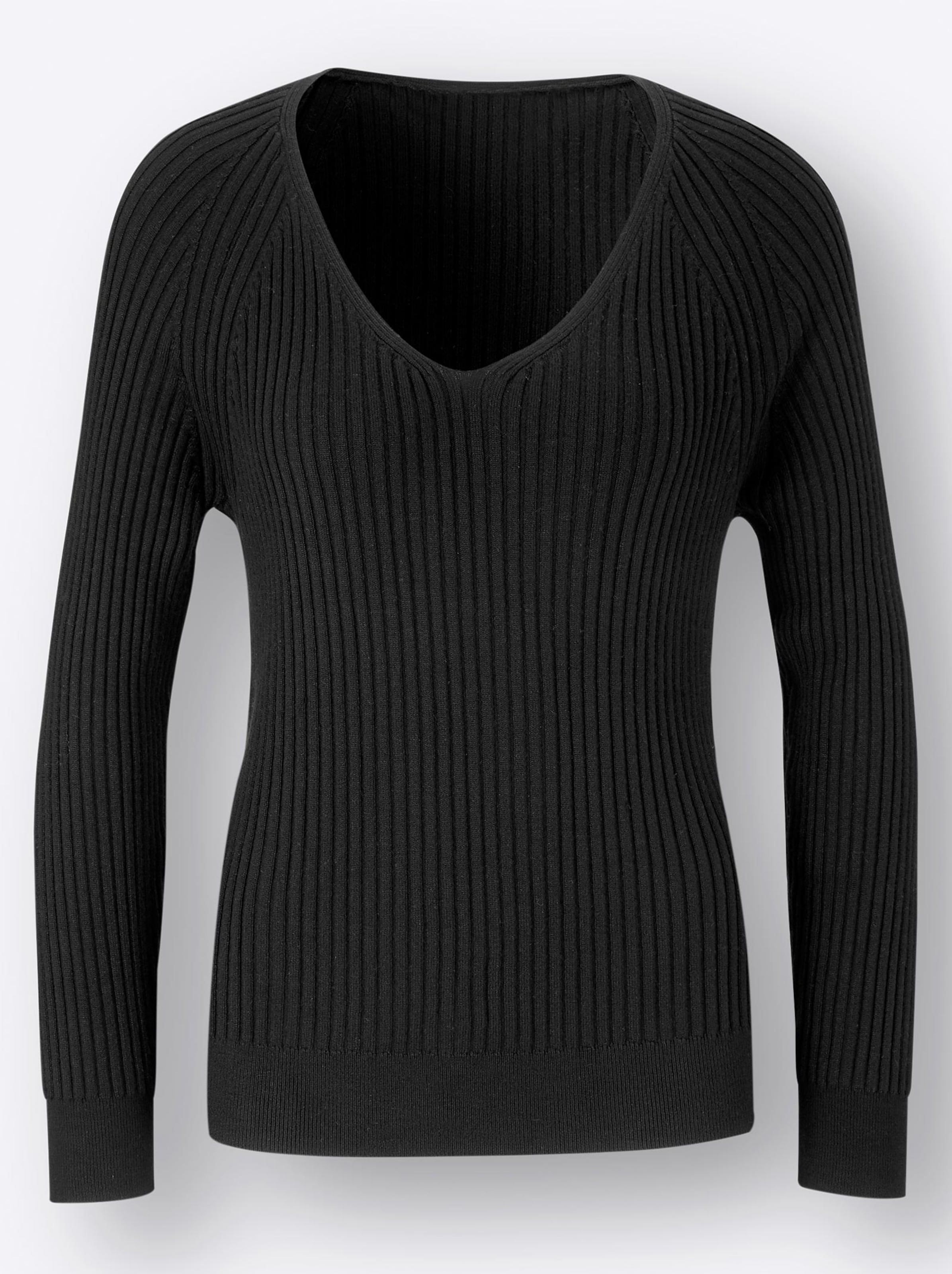 Damenmode Pullover V-Ausschnitt-Pullover in schwarz 
