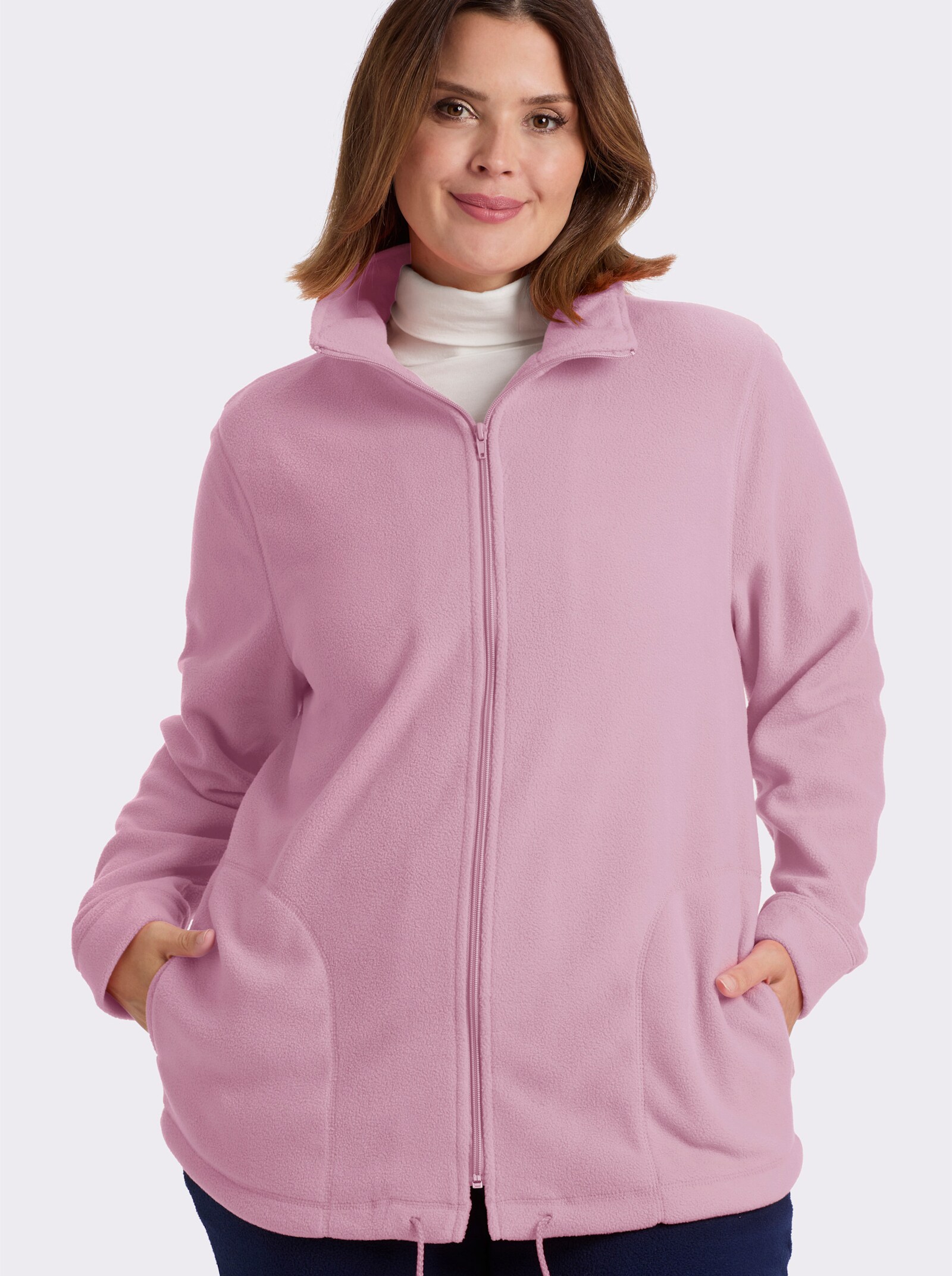 Fleecejacke Kordeldurchzug am Saum - rosé