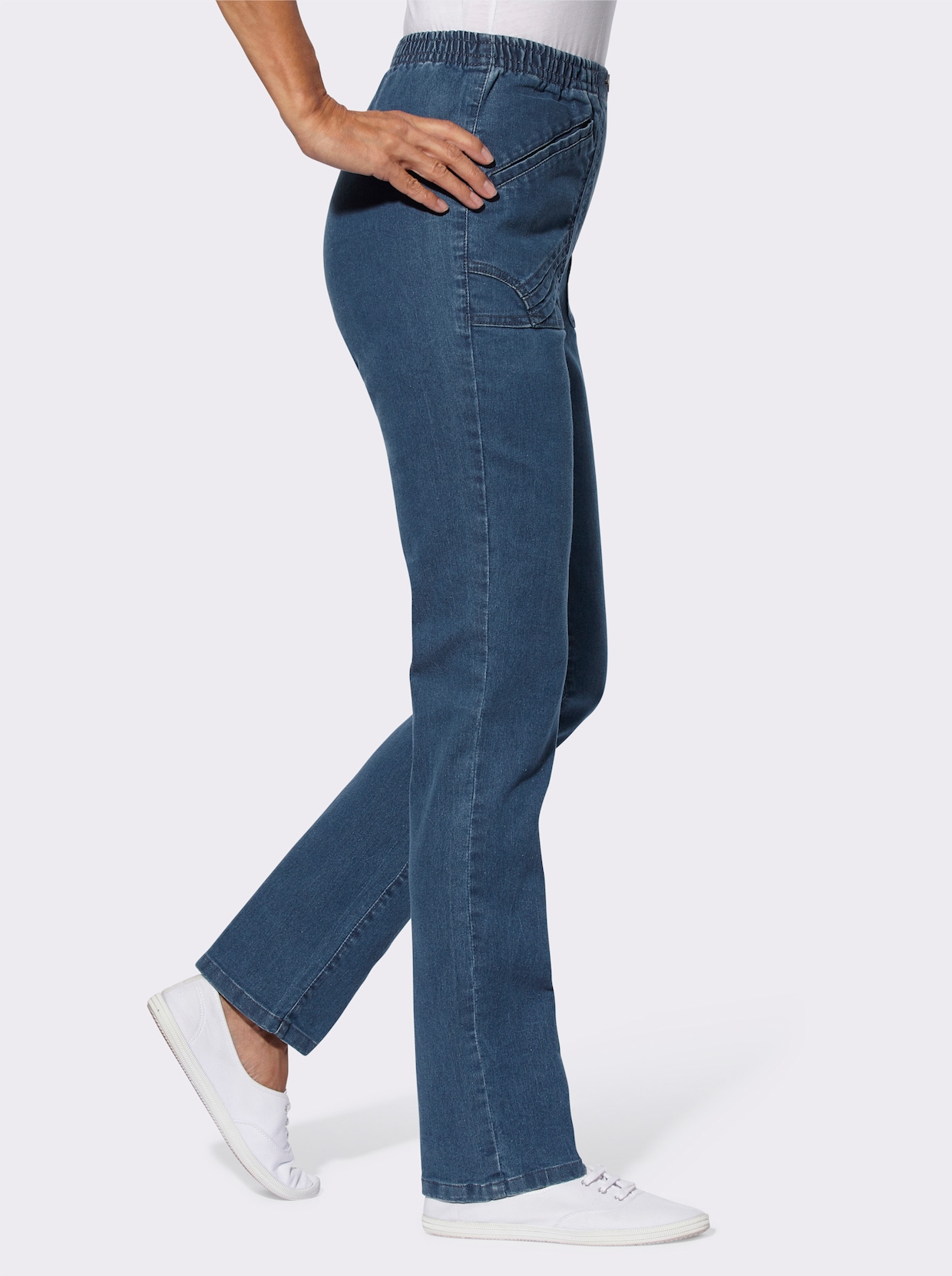 Jeans med resår - blue-stone-washed