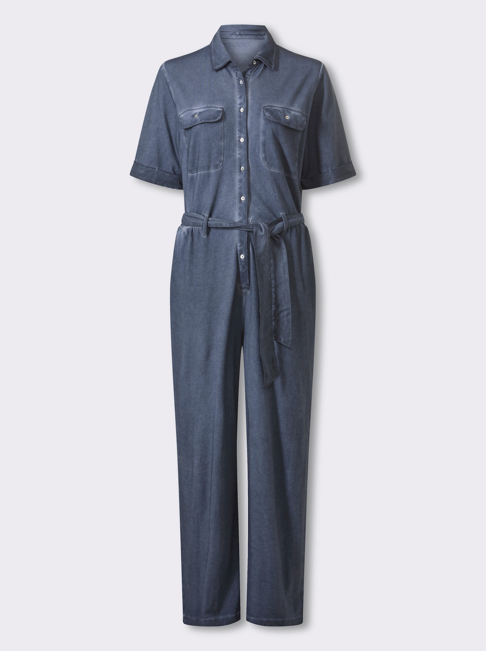 heine Jumpsuit mit Bindegürtel - jeansblau