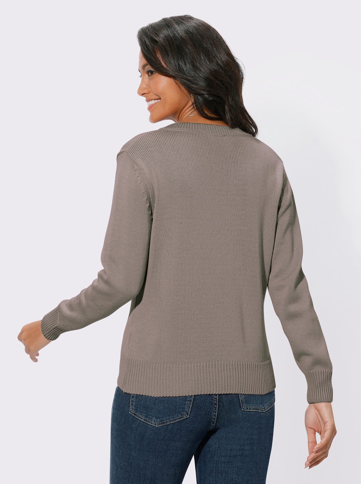 Pull à encolure en V - taupe chiné