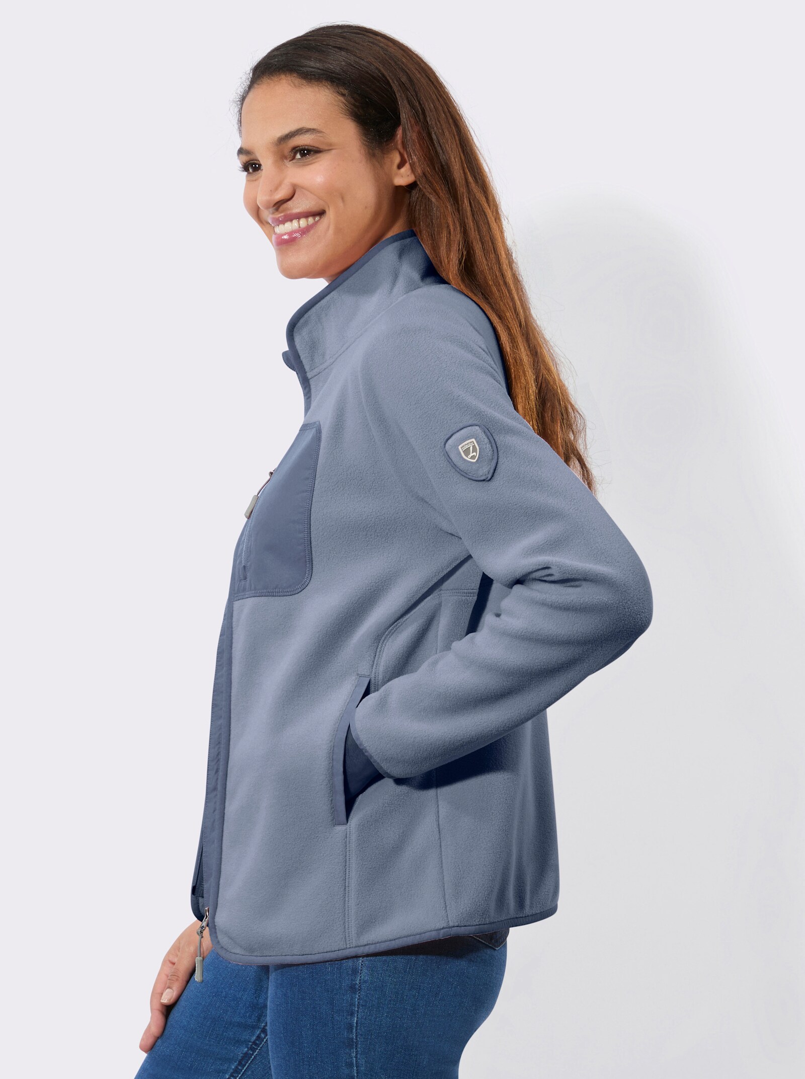 Fleecejacke mit Reißverschluss - taubenblau