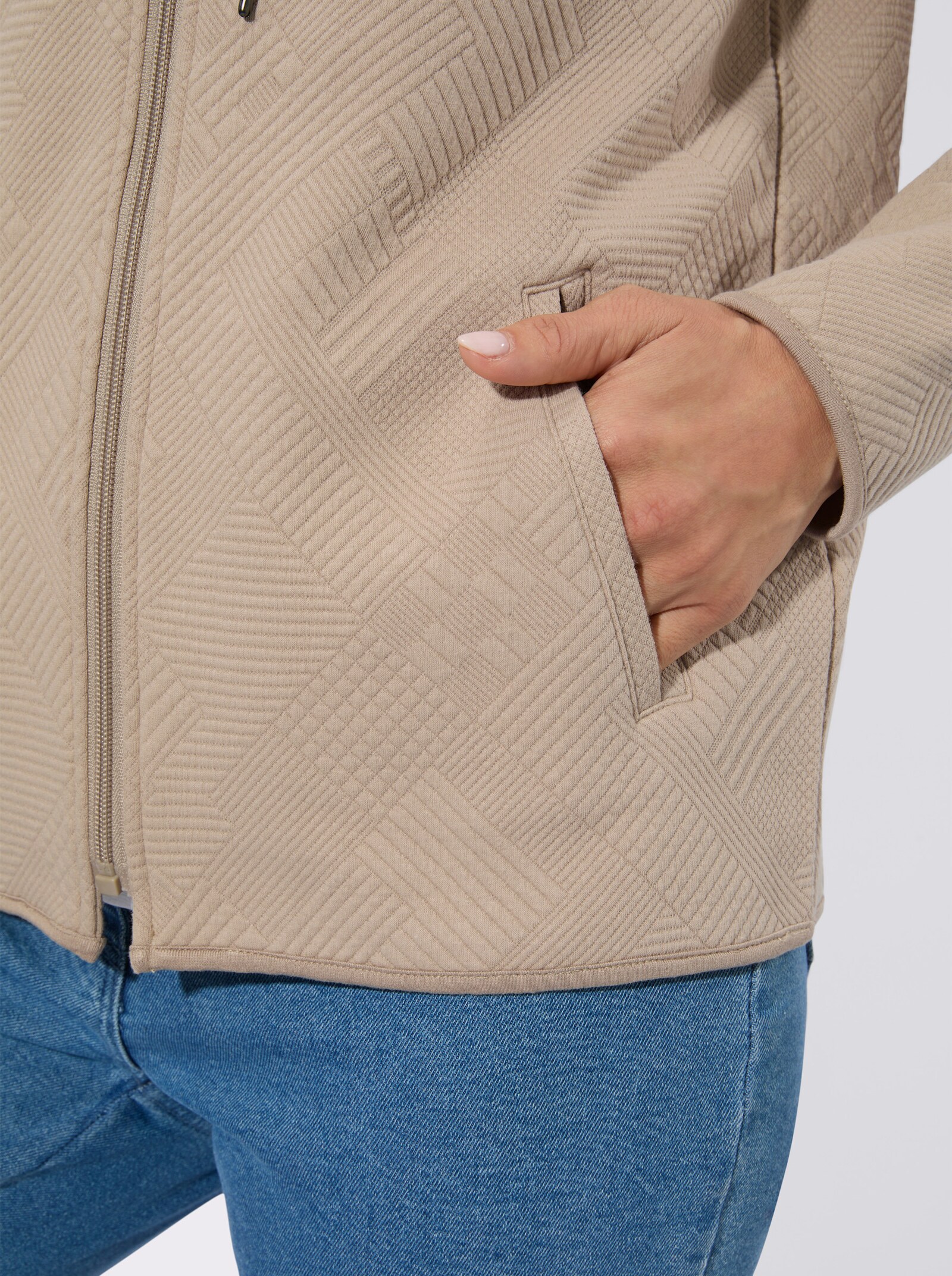 Shirtjacke im Jacquard-Mustermix - beige