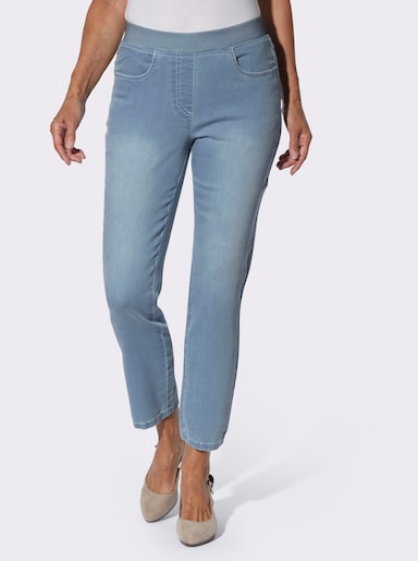 Schlupfjeans mit Stretch-Bund - blue-bleached
