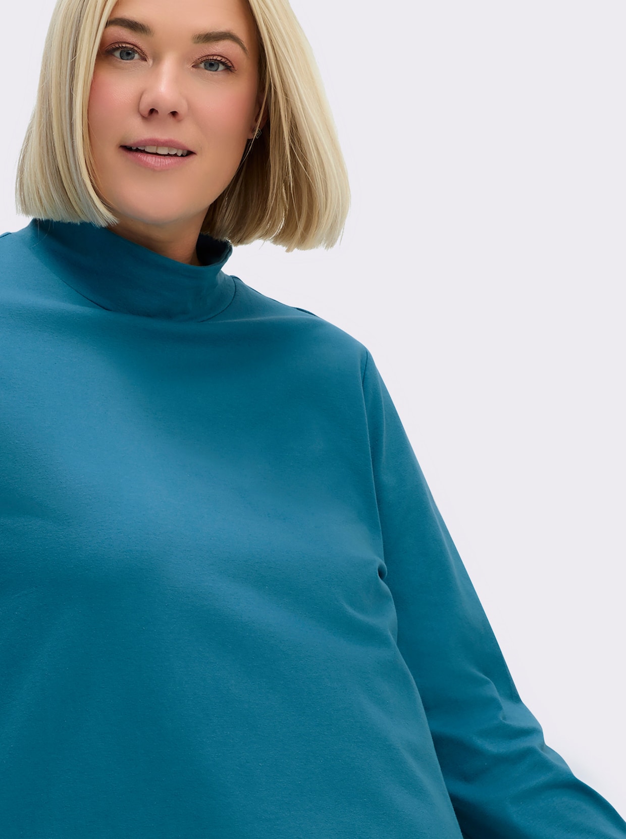 sheego Rollkragenshirt - topas-ecru