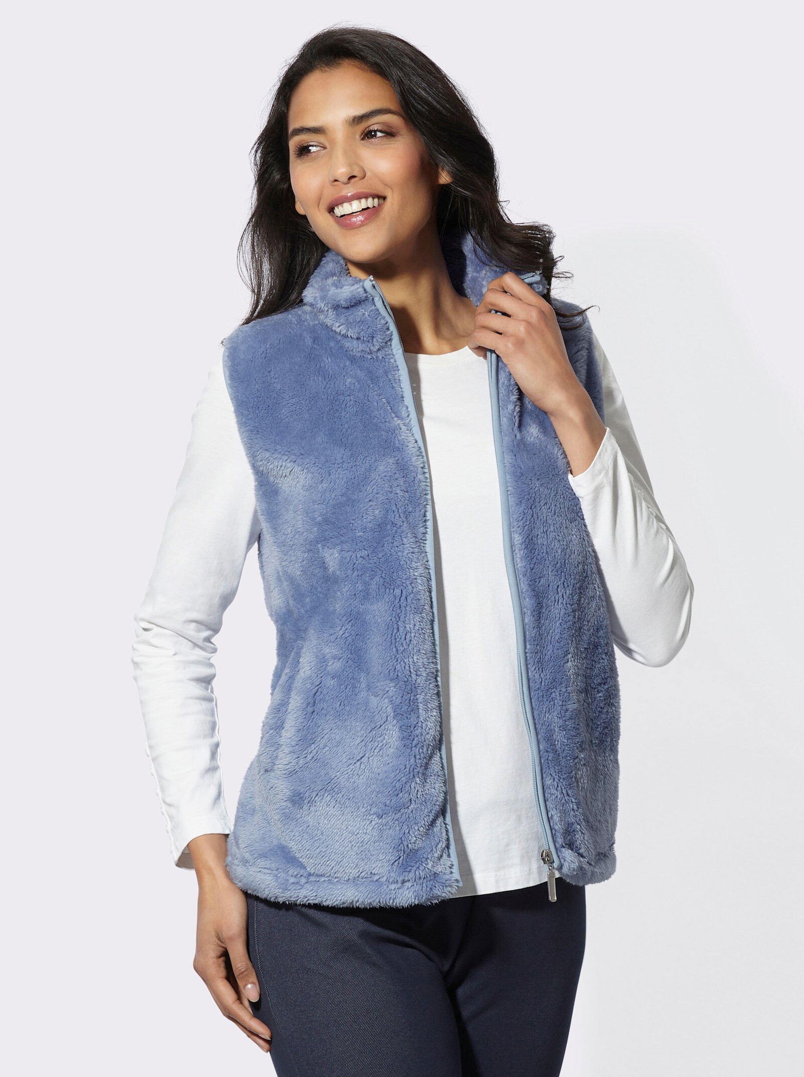 Sweatweste mit Umlegekragen - bleu