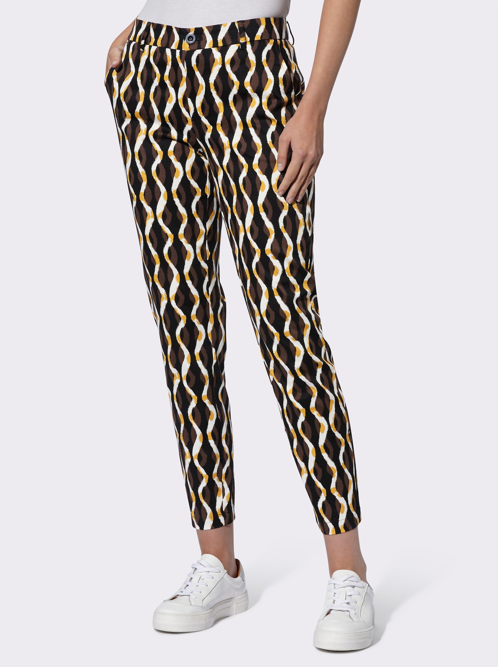 heine Druckhose in 7/8-Länge - schoko-ecru-bedruckt