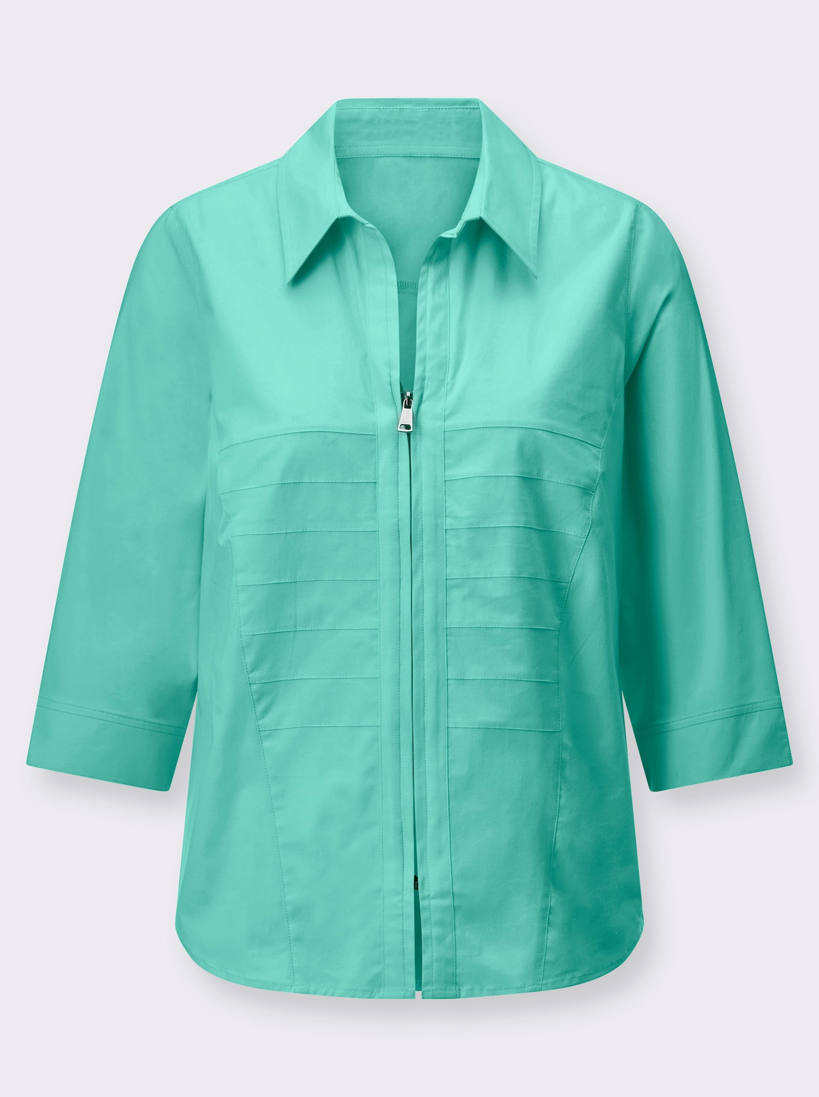 Blusenjacken mit Biesen-Verzierung - blaugrün