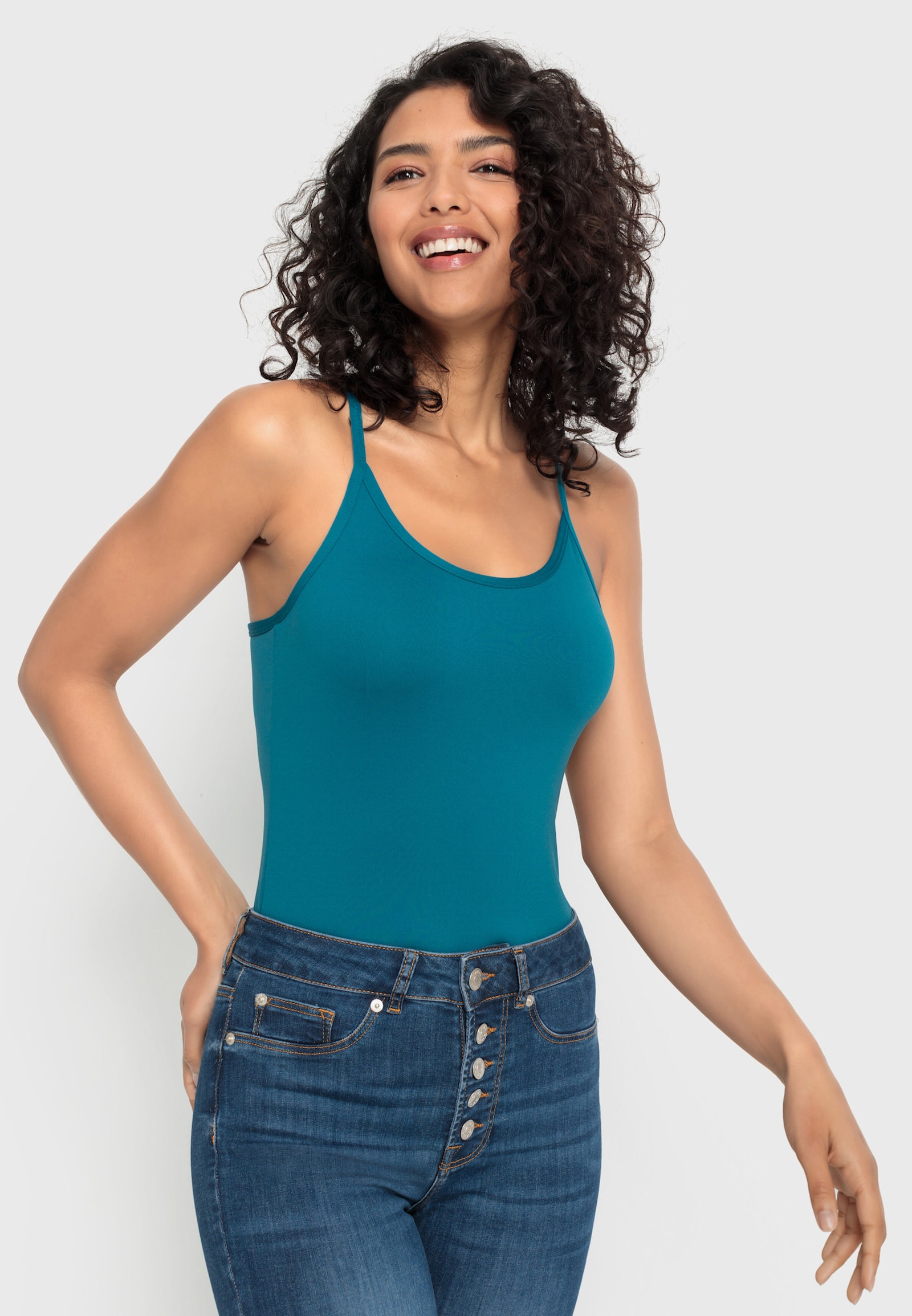 vivance active Spaghettitop - petrol, schwarz, weiß