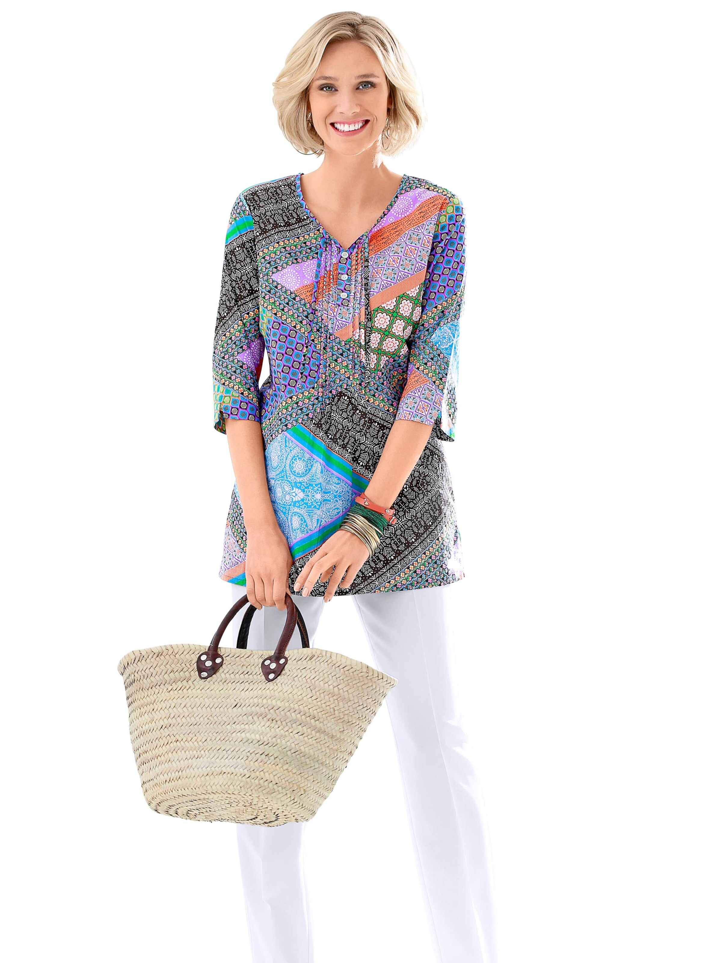 Schlupf-Bluse - bunt-bedruckt