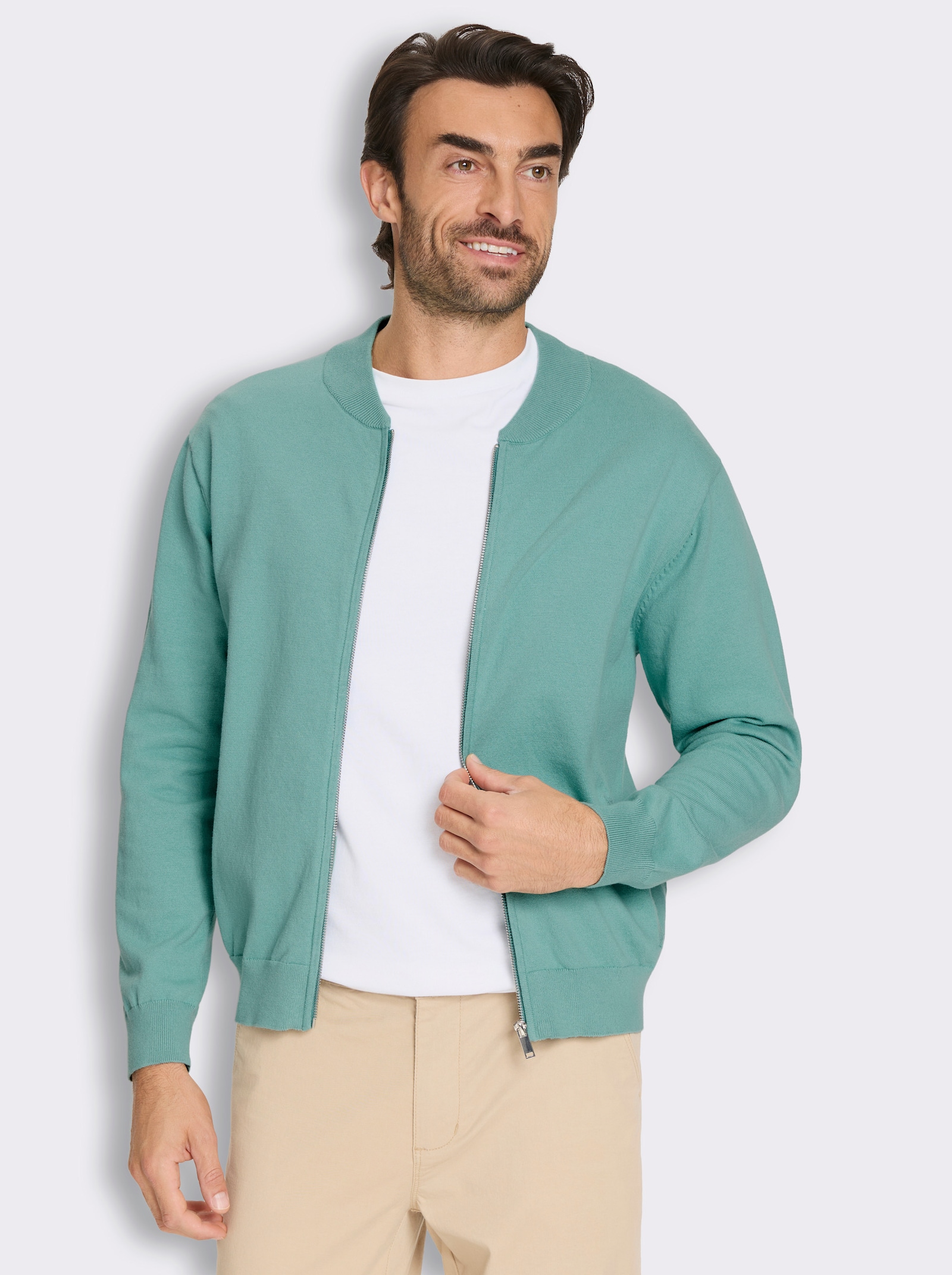 Marco Donati Strickjacke im Blouson-Stil, mit Baumwolle - salbei
