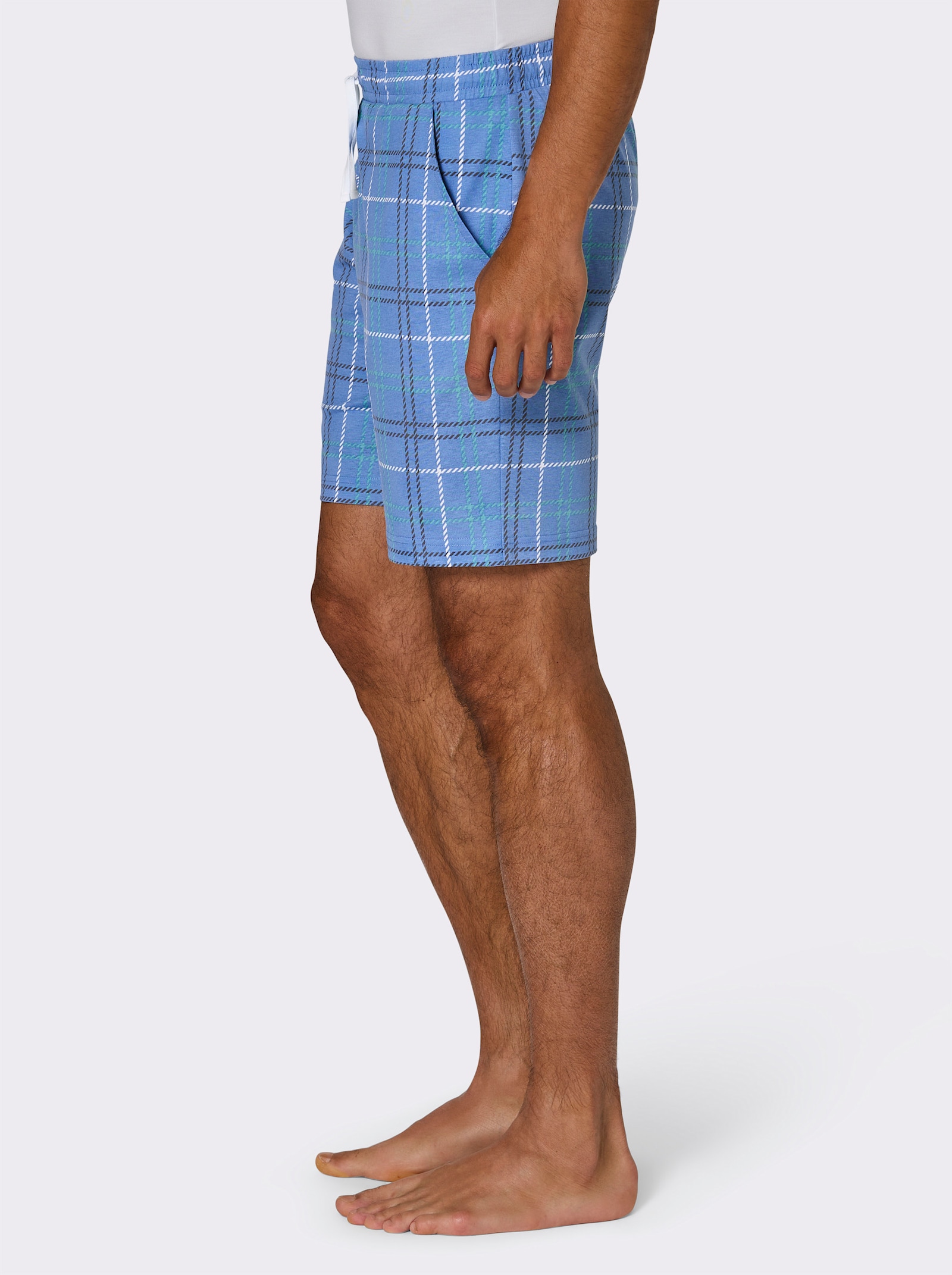 wäschepur men Hose kurz - mittelblau-ozean-kariert