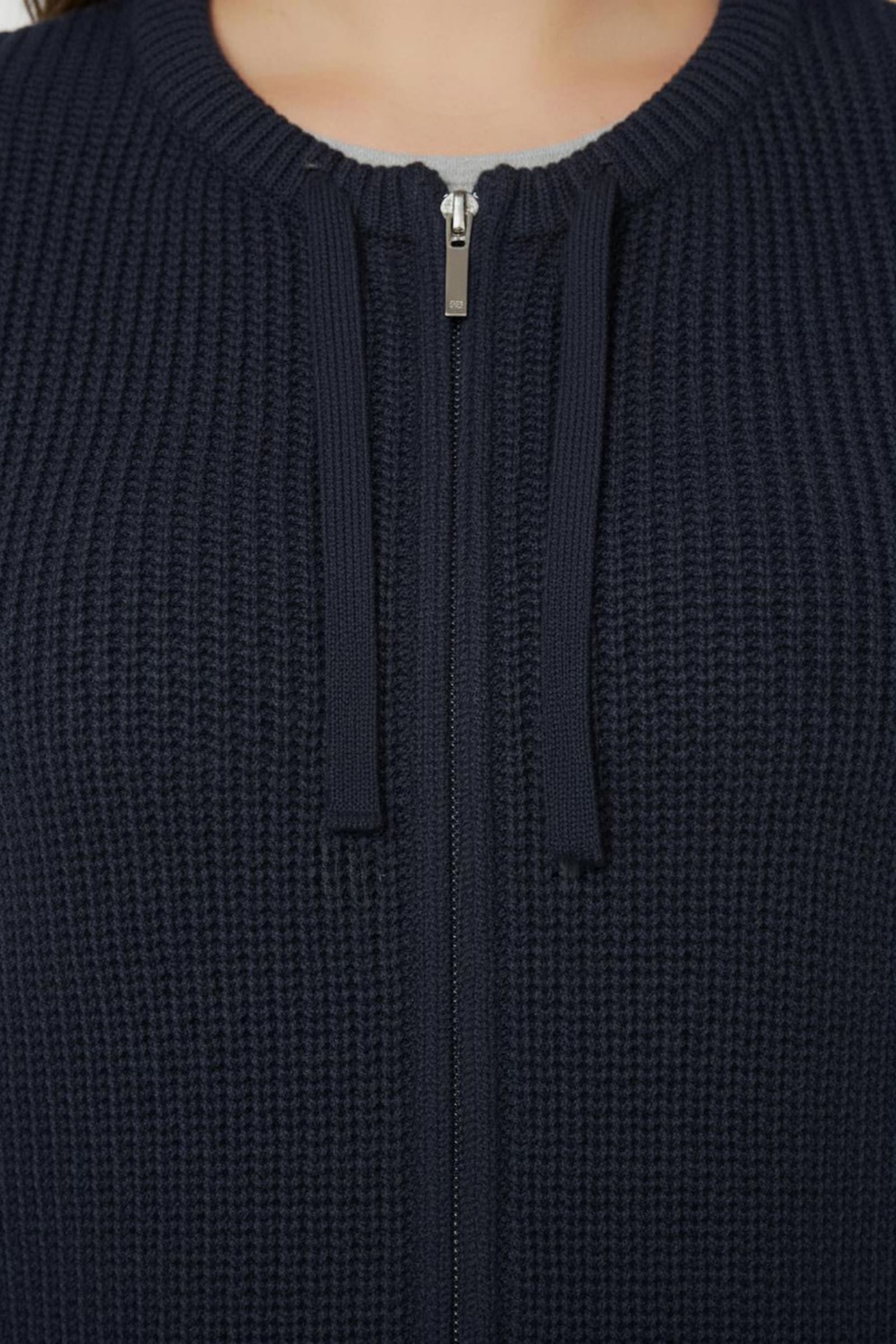 Strickweste in Longform - marine