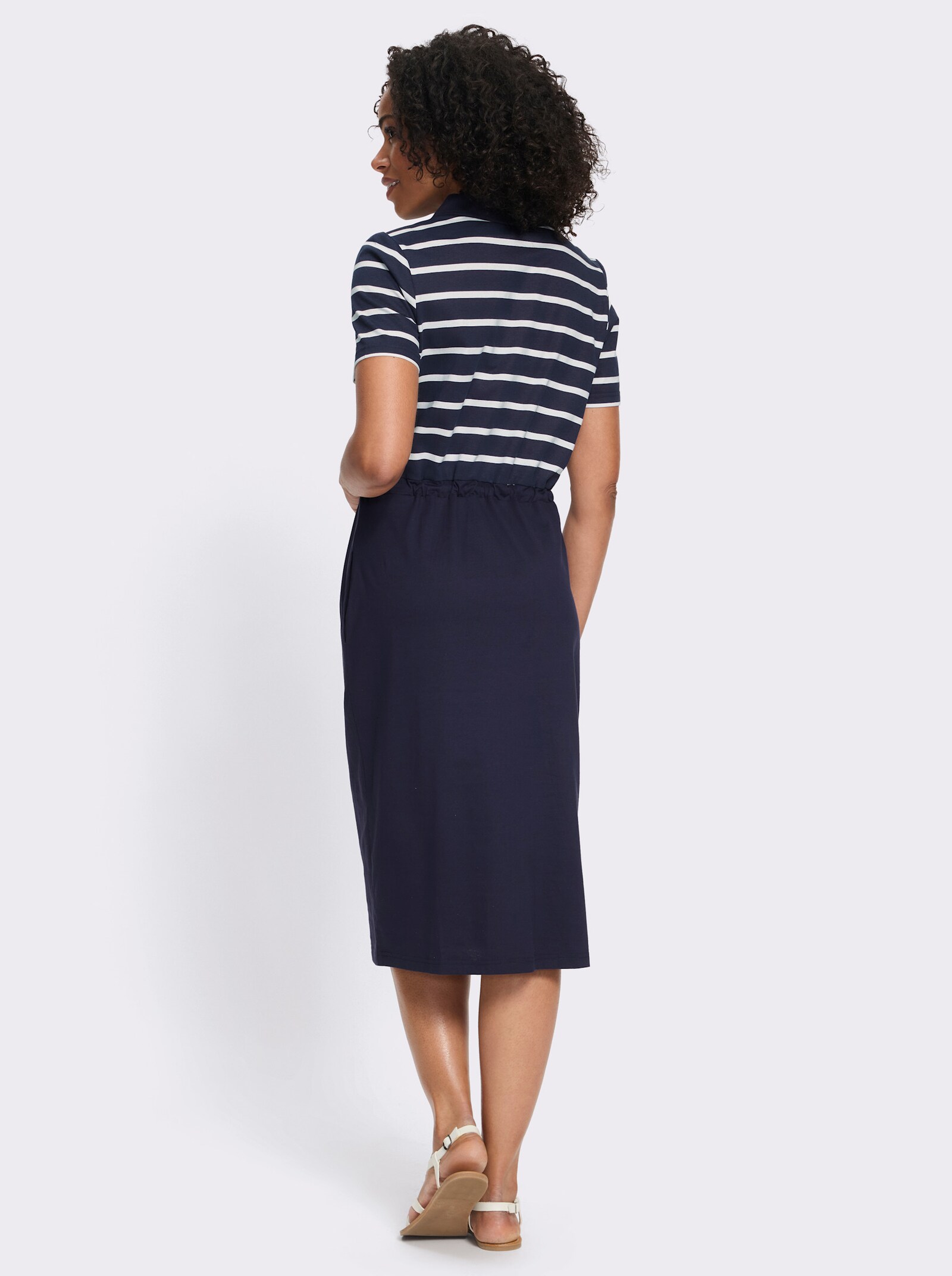 Jerseykleid mit 2 Nahttaschen - marine