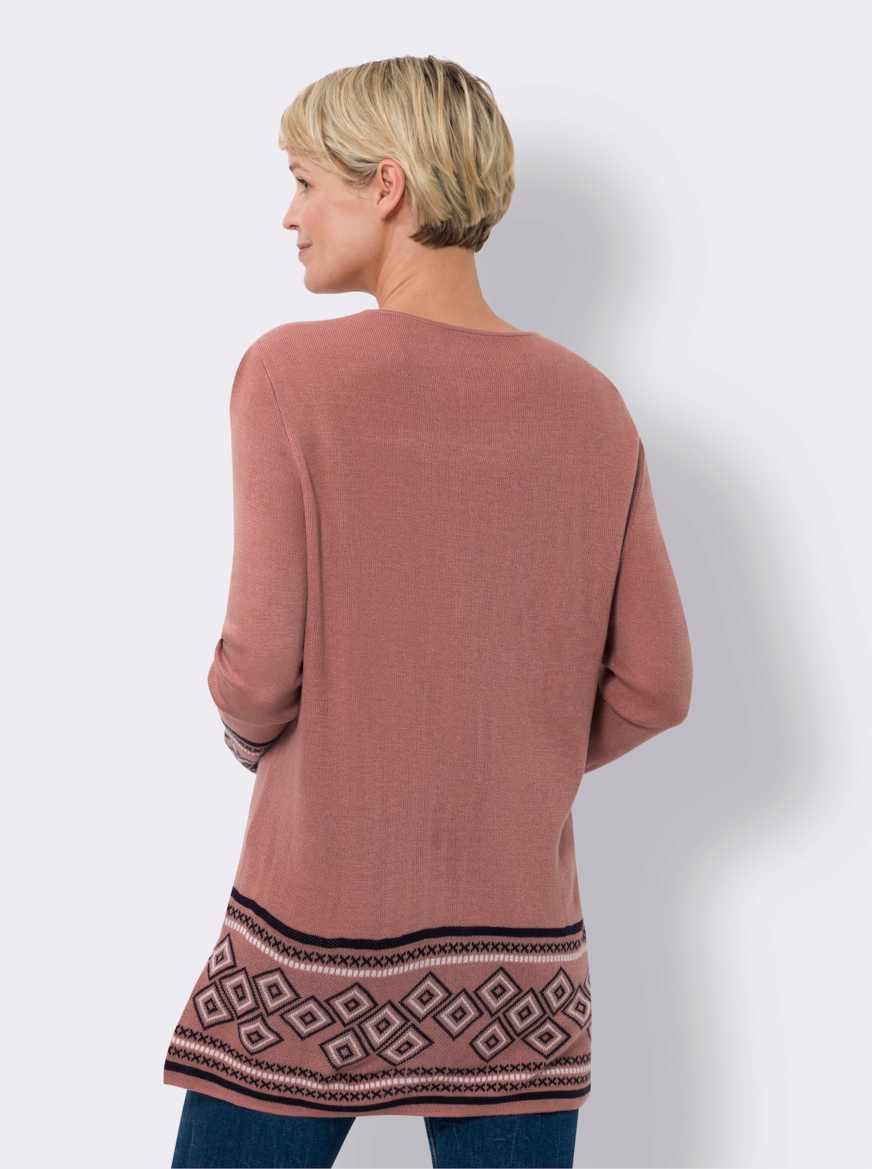 Lange pullover - rozenhout/marine