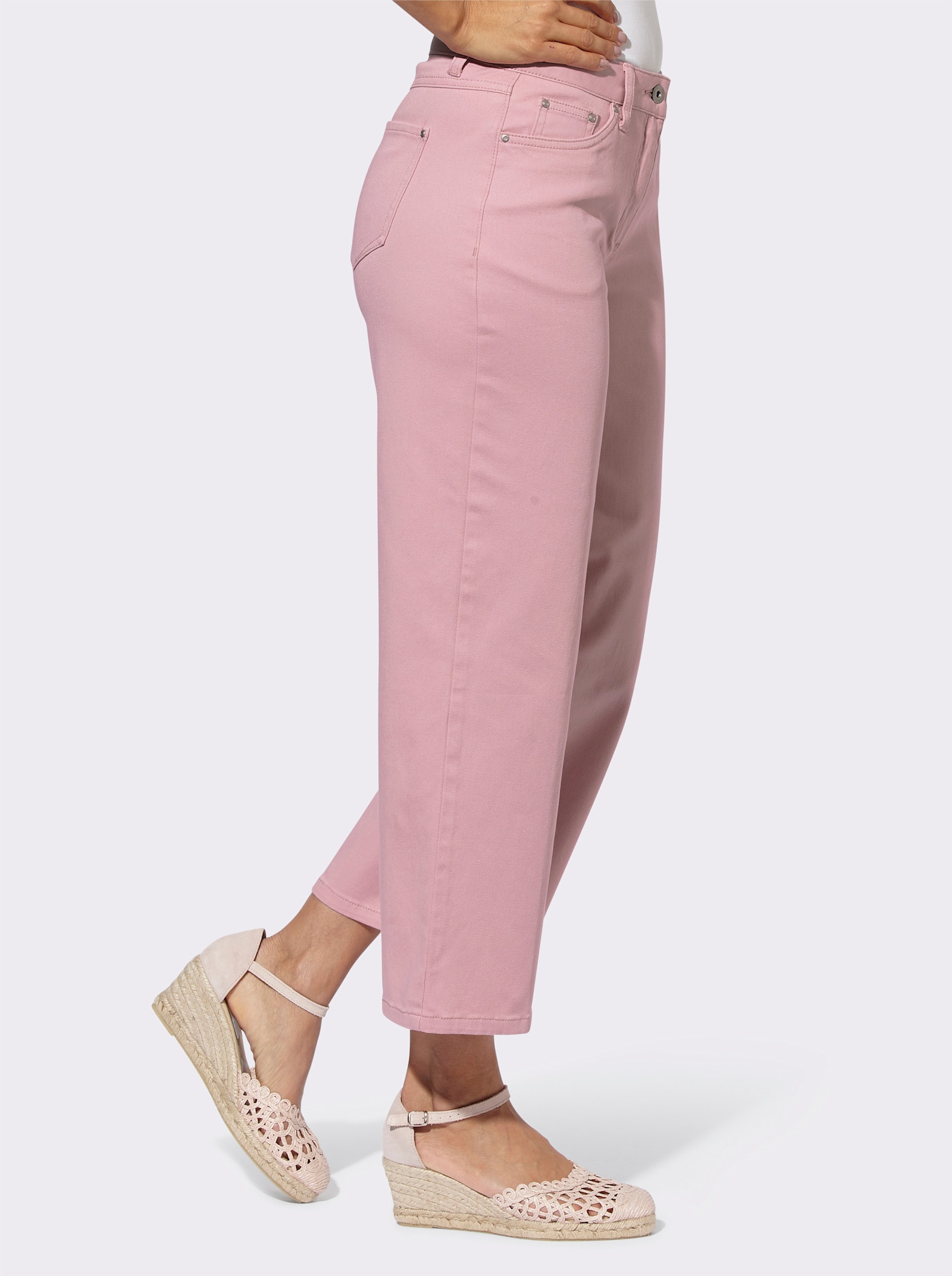 Kalhoty culotte z denimu - hortenziová