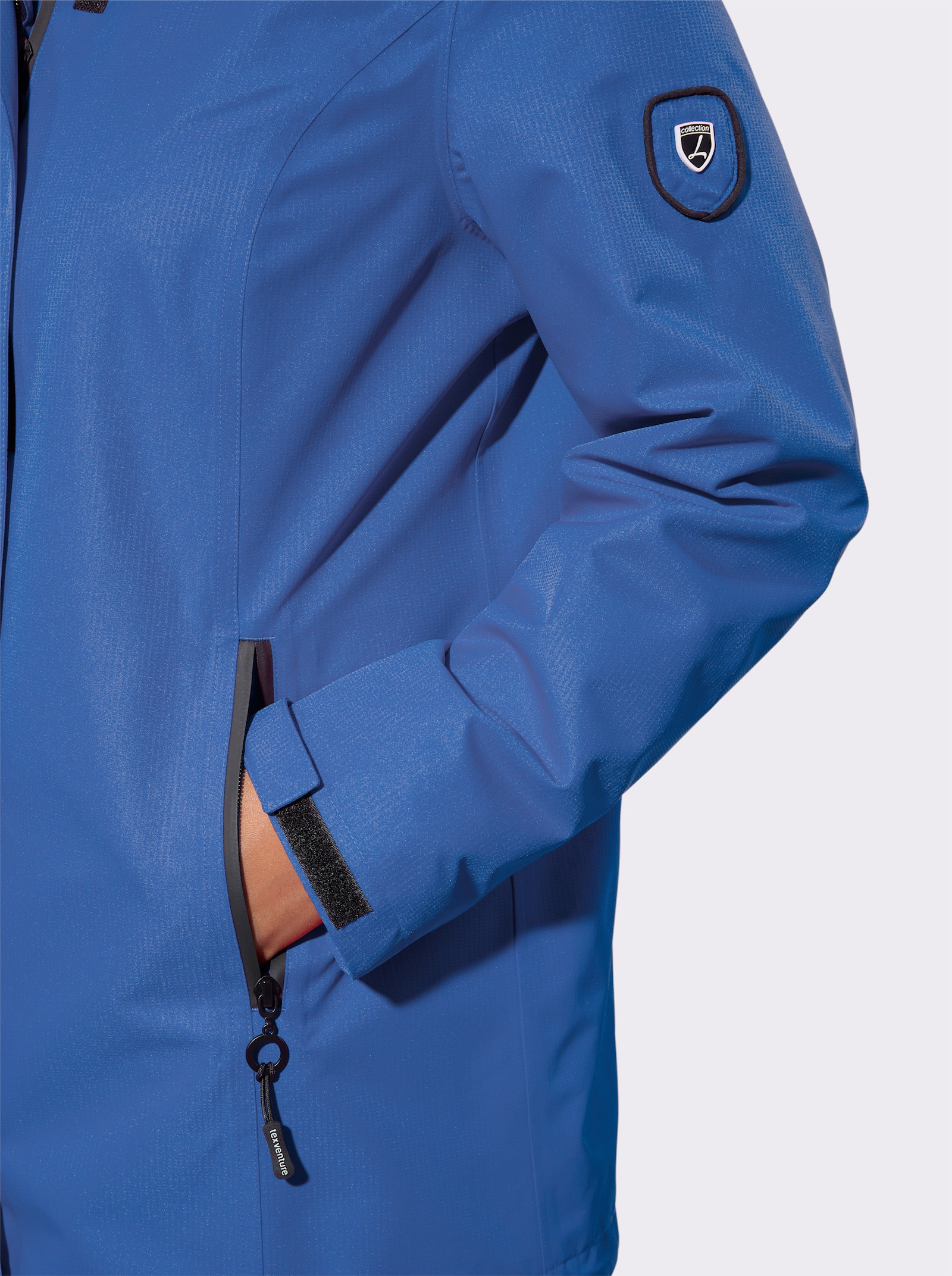 Funktionsjacke mit Reißverschluss-Taschen - jeansblau