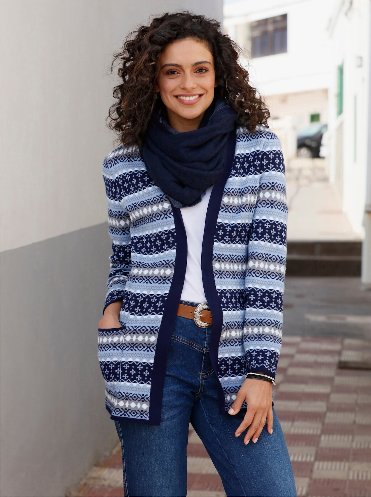 Strickjacke - marine-bleu-gemustert