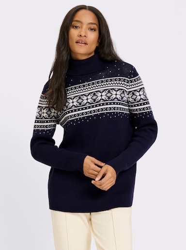 heine Jacquard-Pullover mit Norweger-Muster - marine-ecru-gemustert