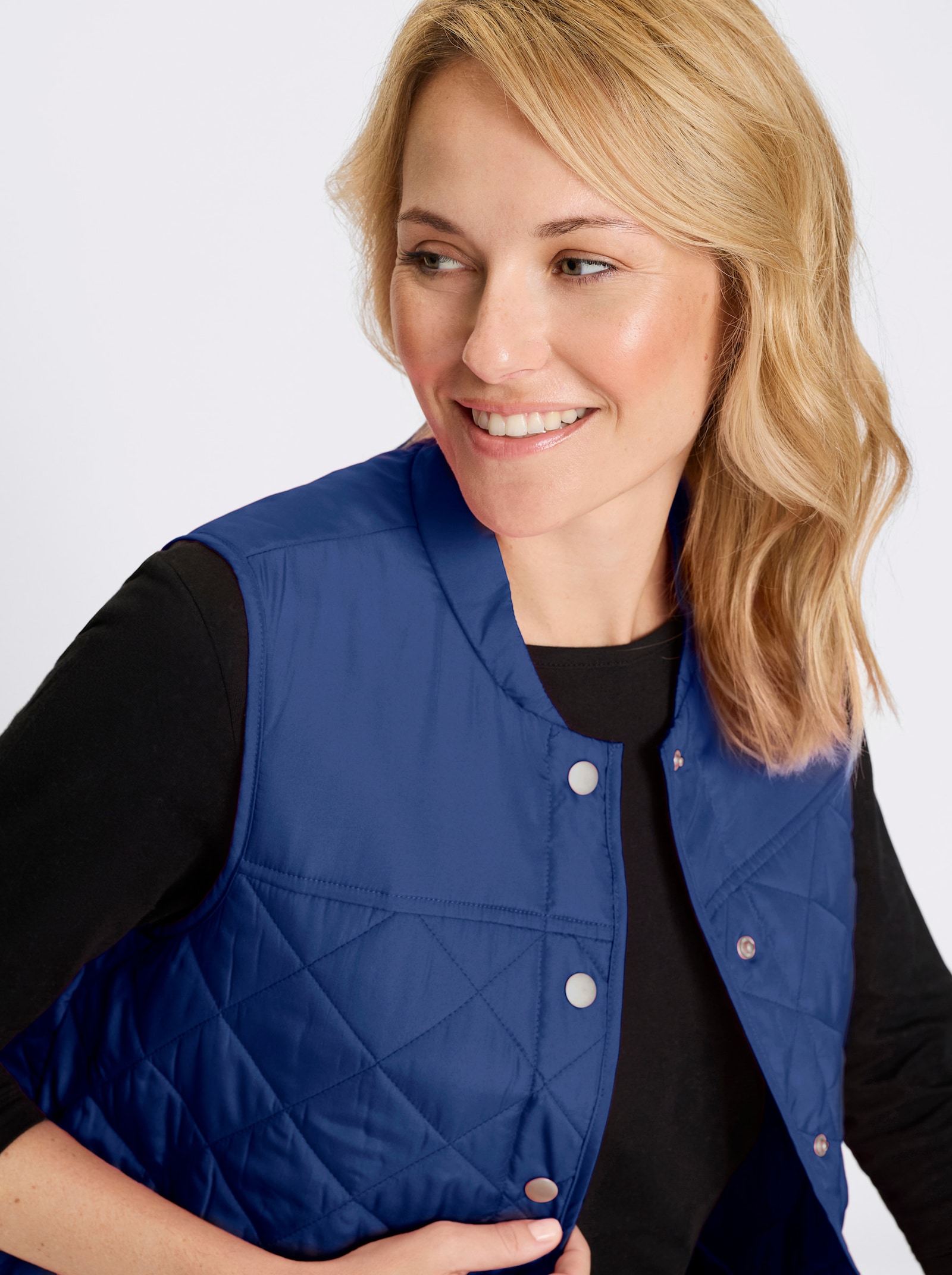 Longweste mit Stepp-Muster - jeansblau