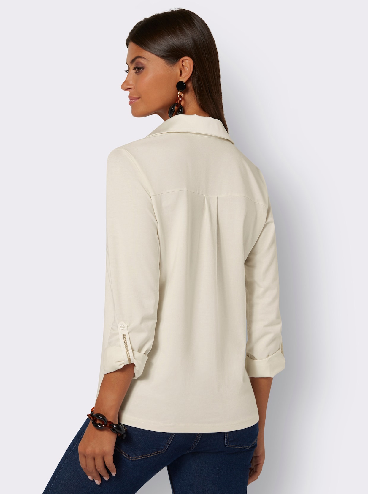 Jersey-Bluse - champagner