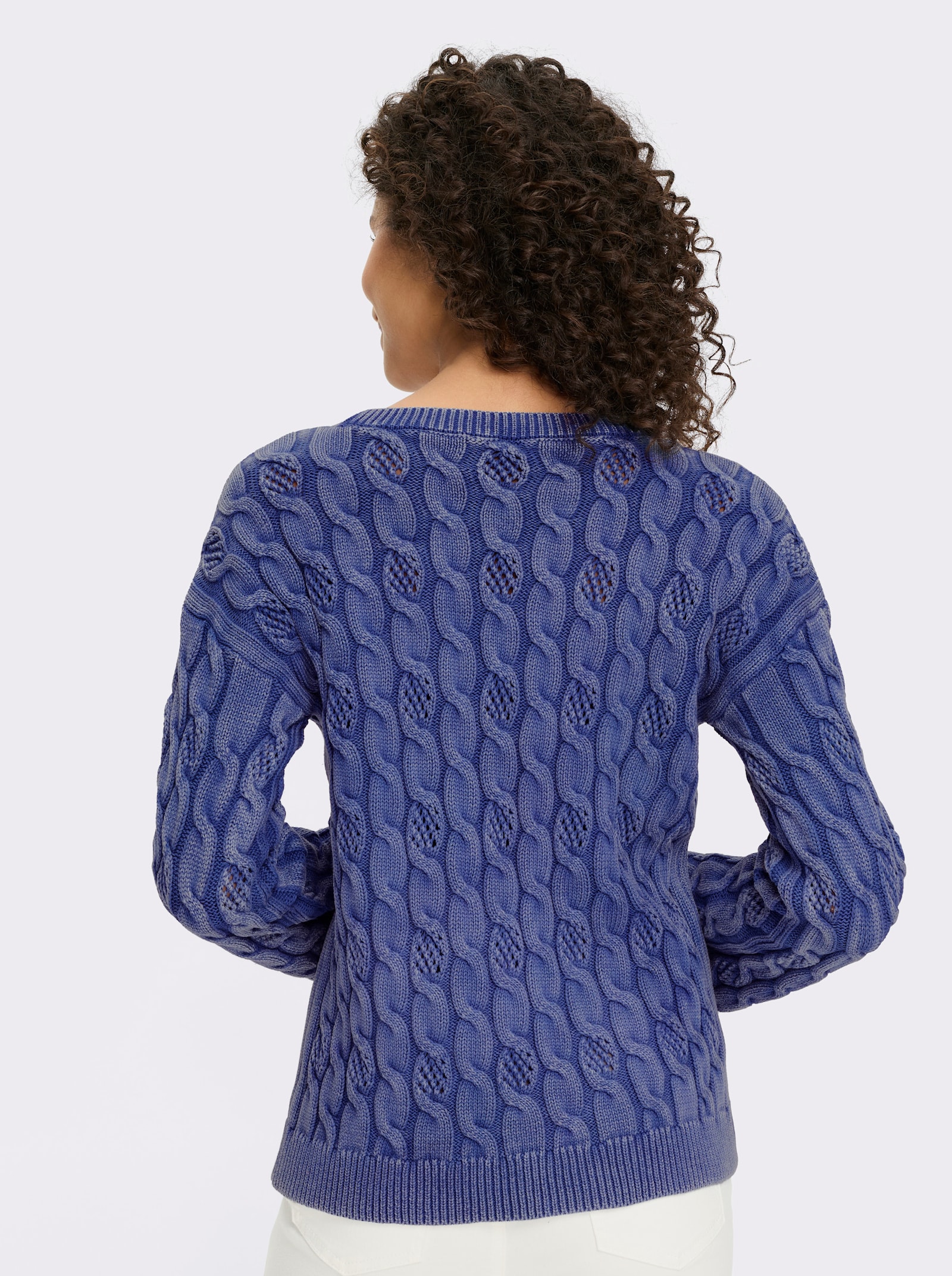 heine Pull à encolure ronde avec motif torsadé - bleu jean