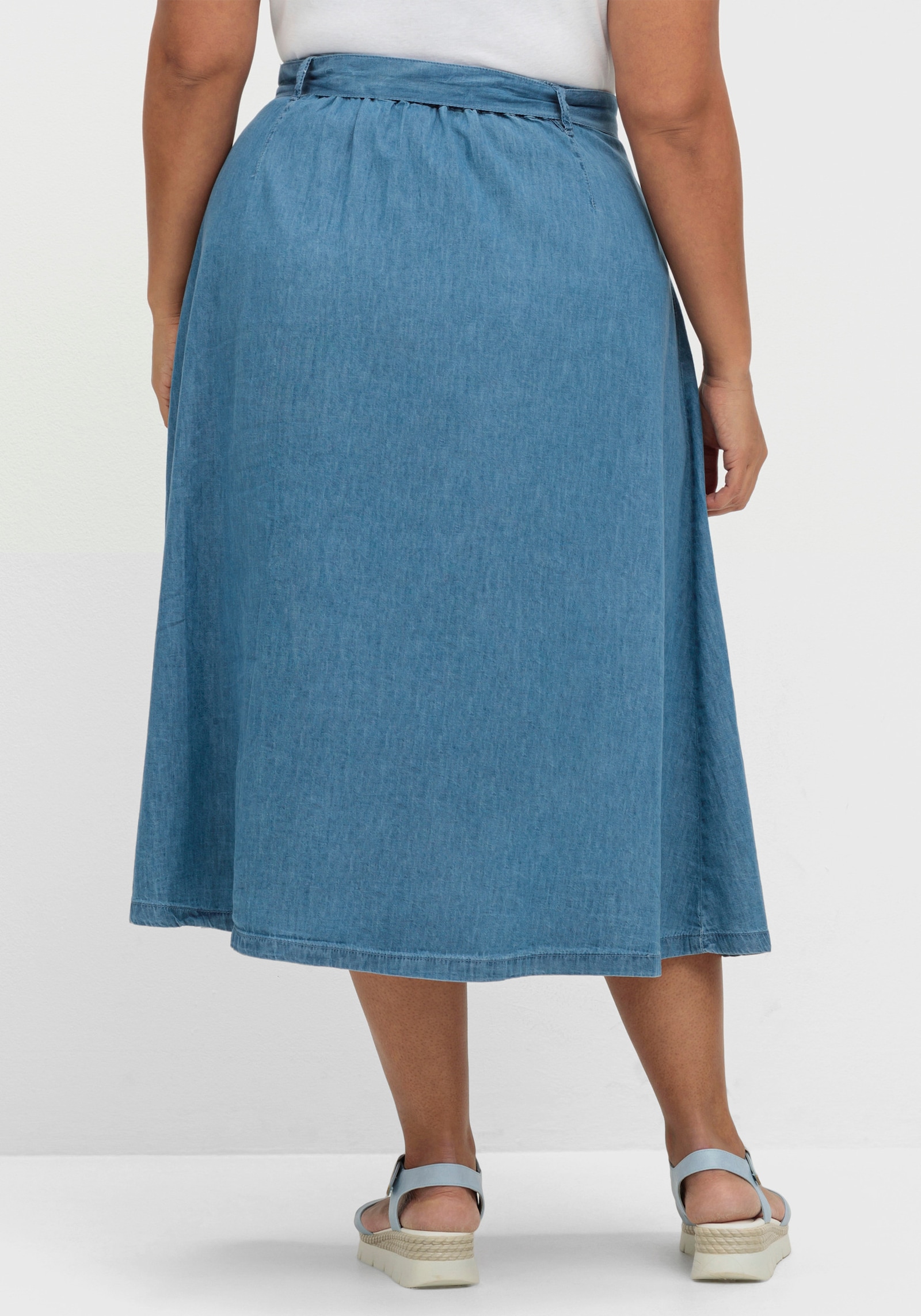 Jeansrock in ausgestellter Form - blue-bleached