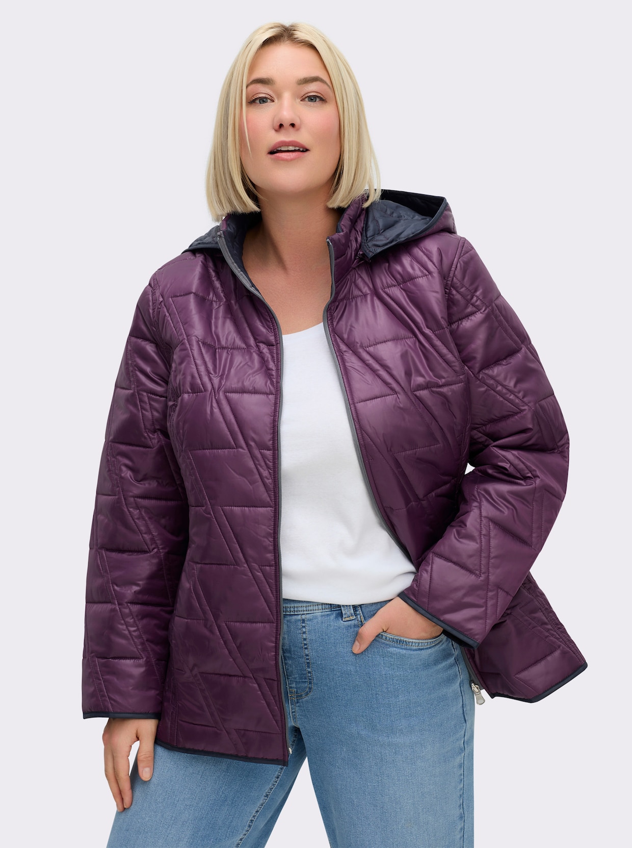 Wendejacke mit Kapuze, abzippbar - violett