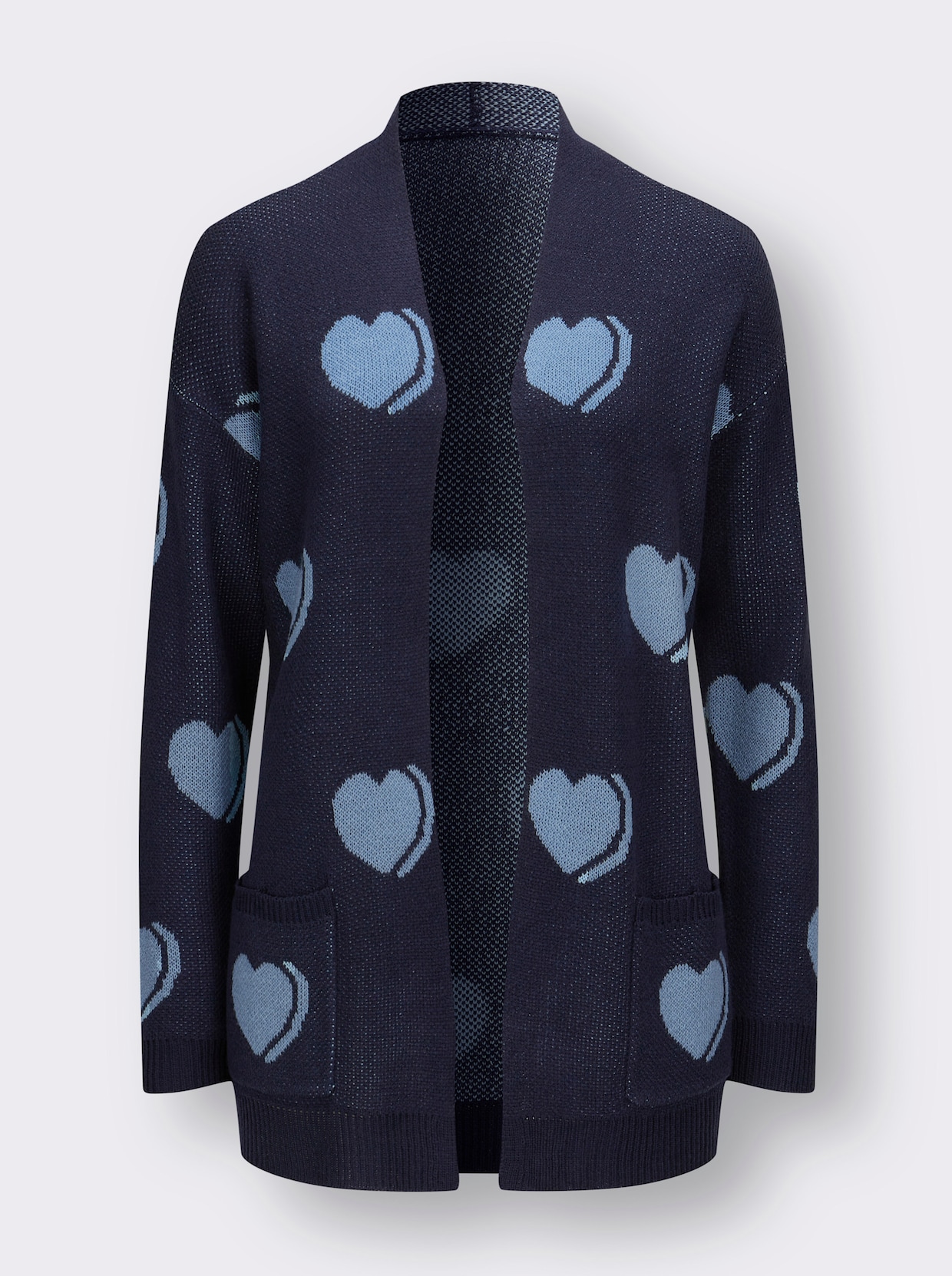 Úpletový kabátik s dlhými rukávmi - Námornícko modro-azúrový vzor