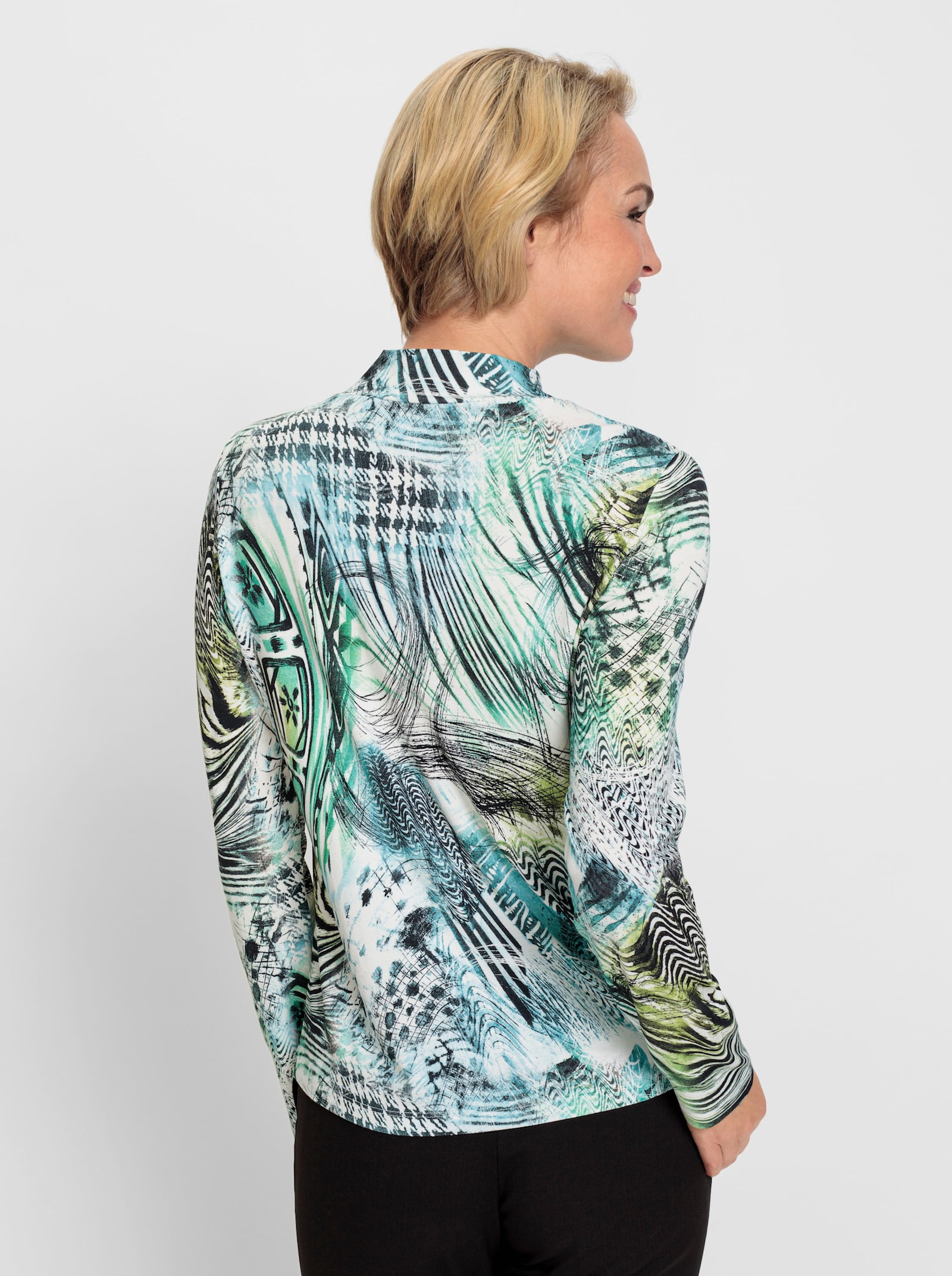 Langarmshirt im Dessin- und Farbmix - ozean-ecru-bedruckt