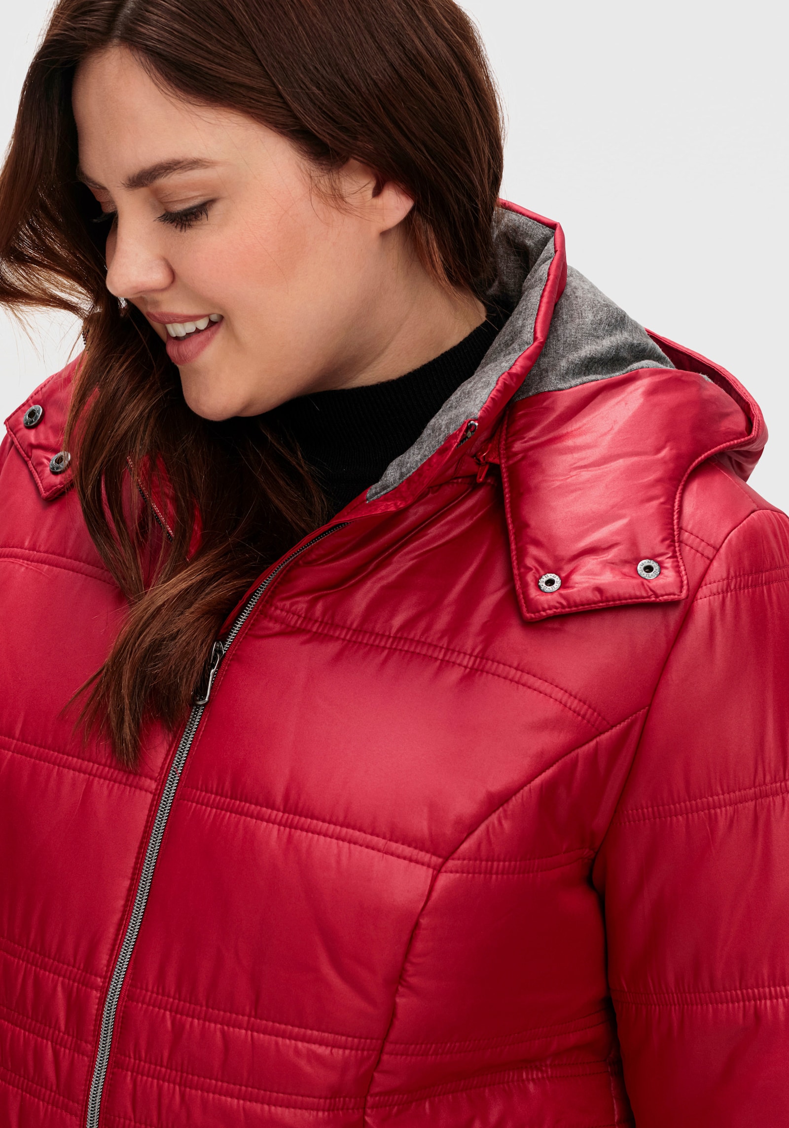 Longjacke mit 2-Wege-Reißverschluss - kirsche