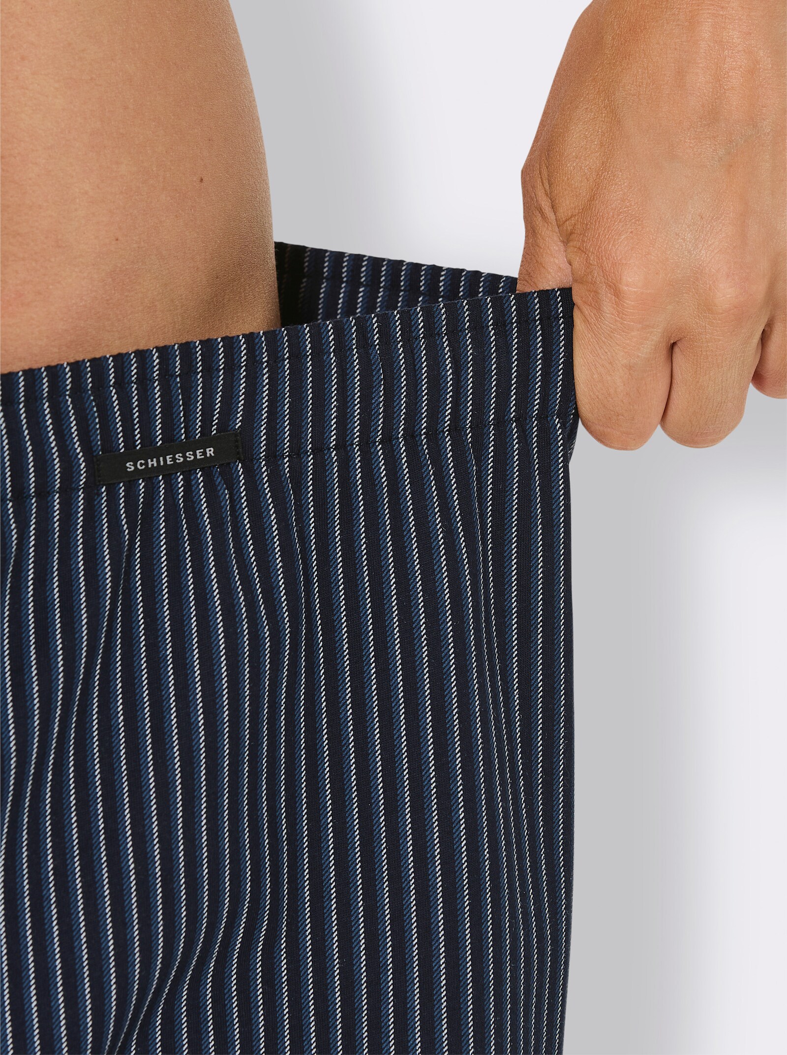 Schiesser Boxershorts mit Streifen - marine + marine-weiß-gestreift