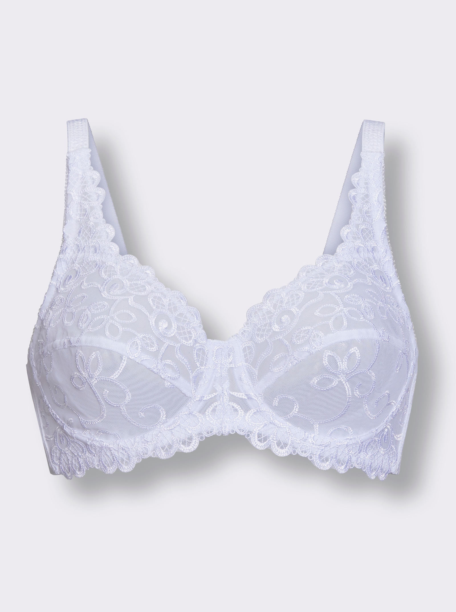 Viania Beugelbeha met tuleborduursel - wit