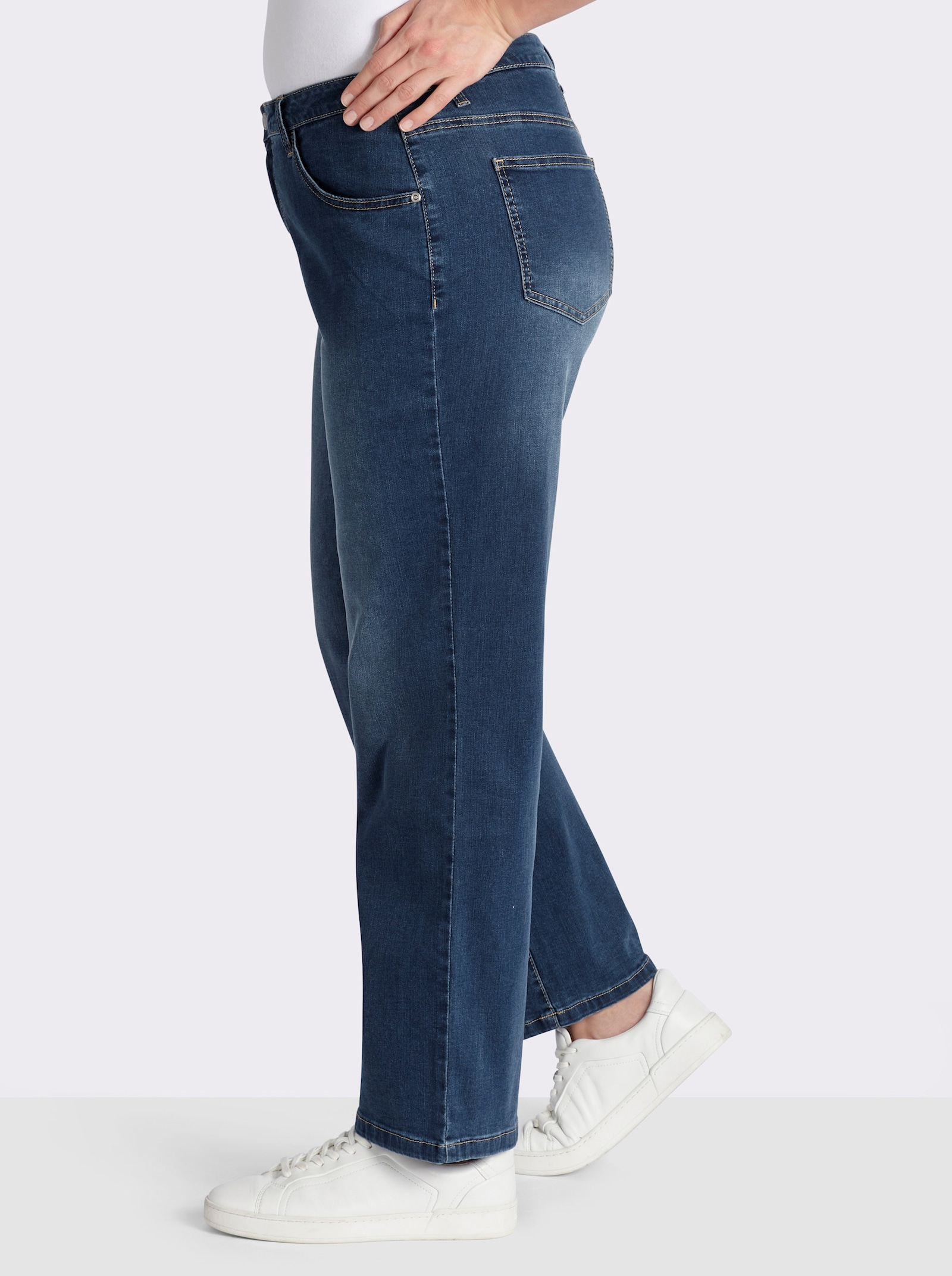 5-Pocket-Jeans mit weitem Bein - blue-stone-washed