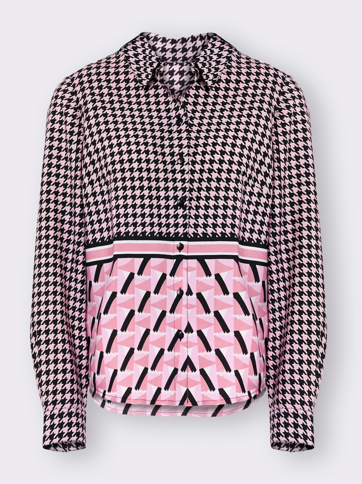 Blouse met lange mouwen - ecru/zwart gedessineerd