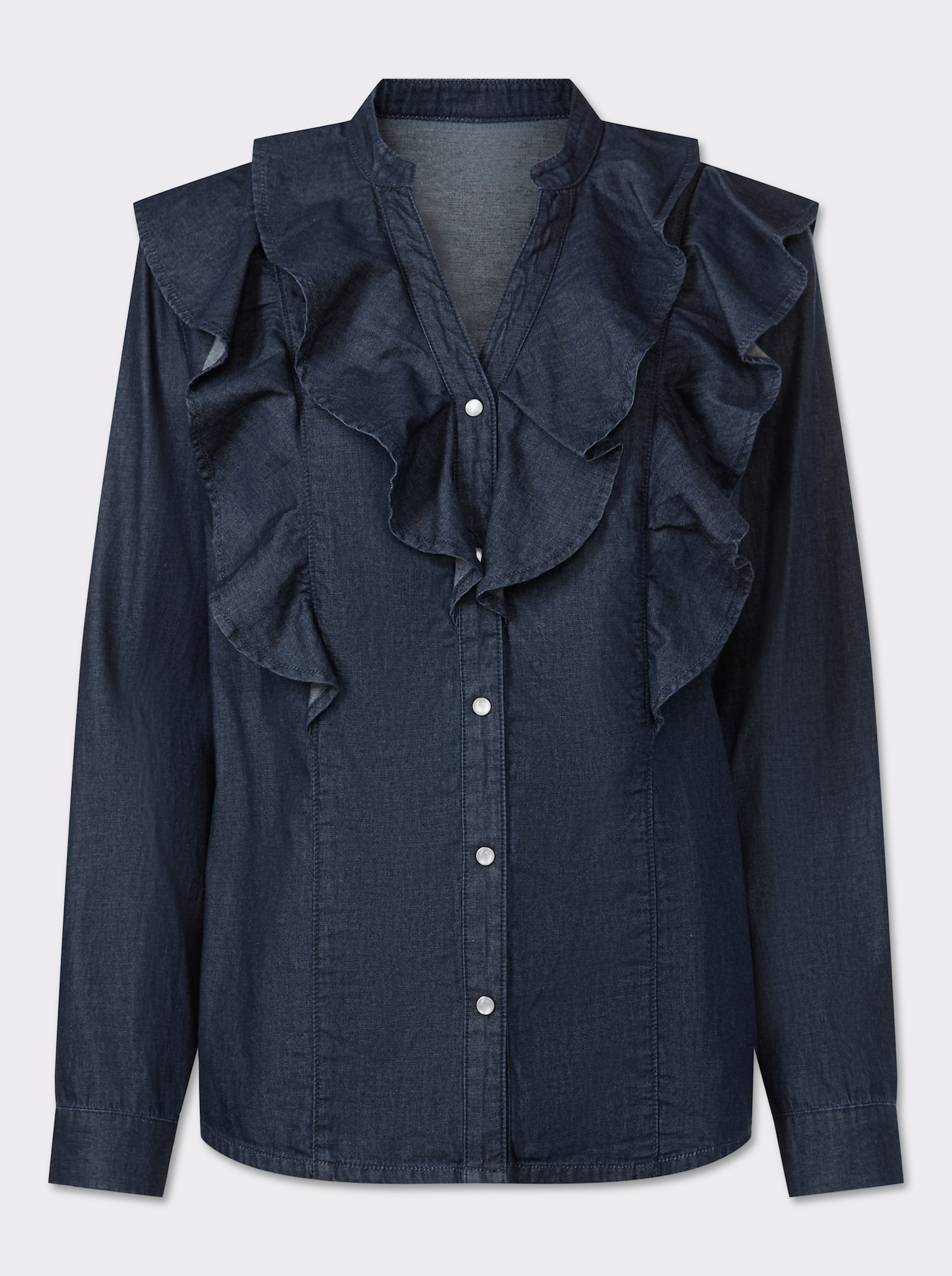 heine Jeansbluse mit Volants - dark blue