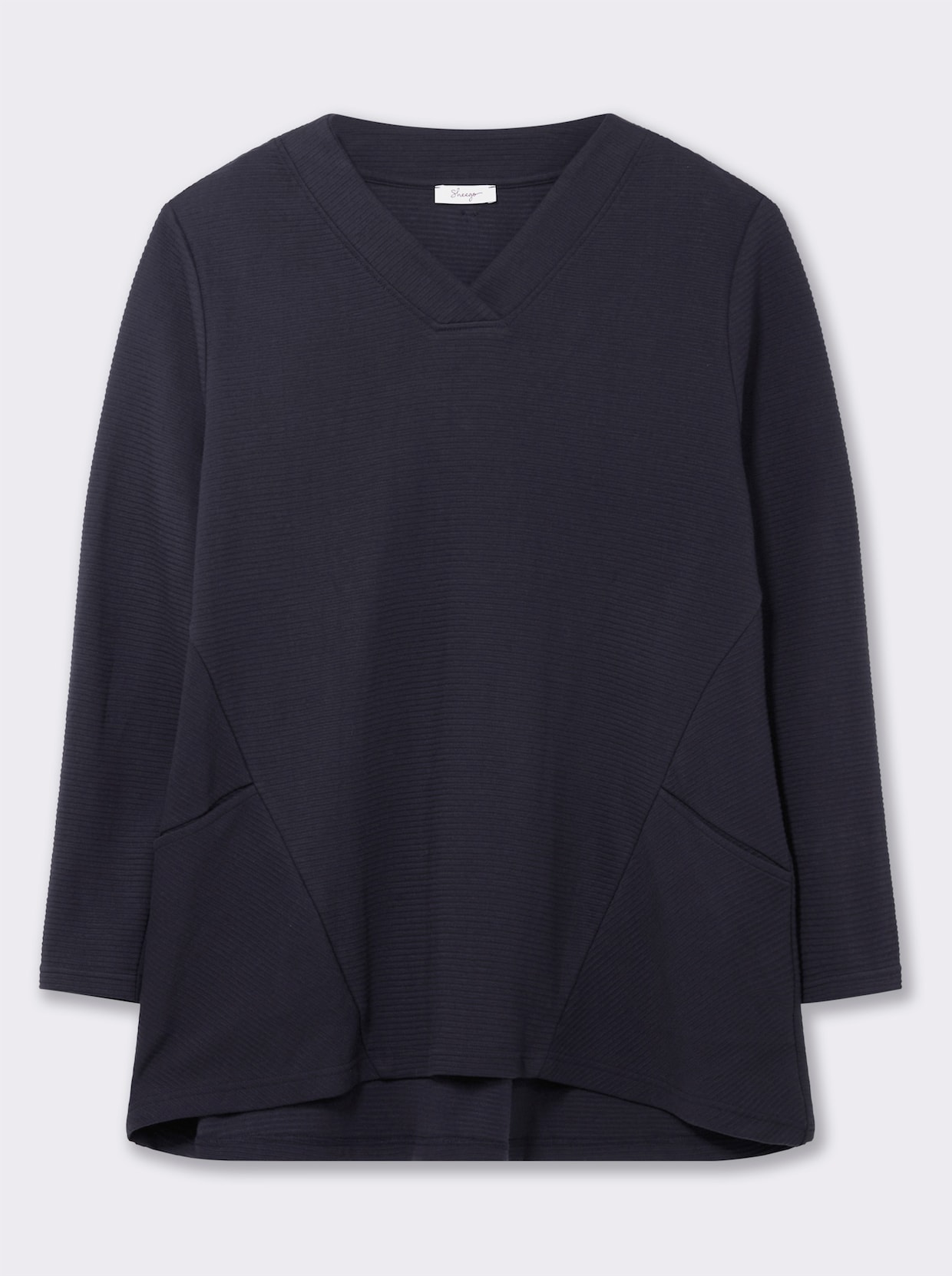 sheego Sweatshirt - tiefblau-gestreift