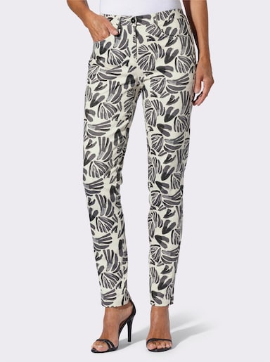 Druckhose - champagner-anthrazit-bedruckt