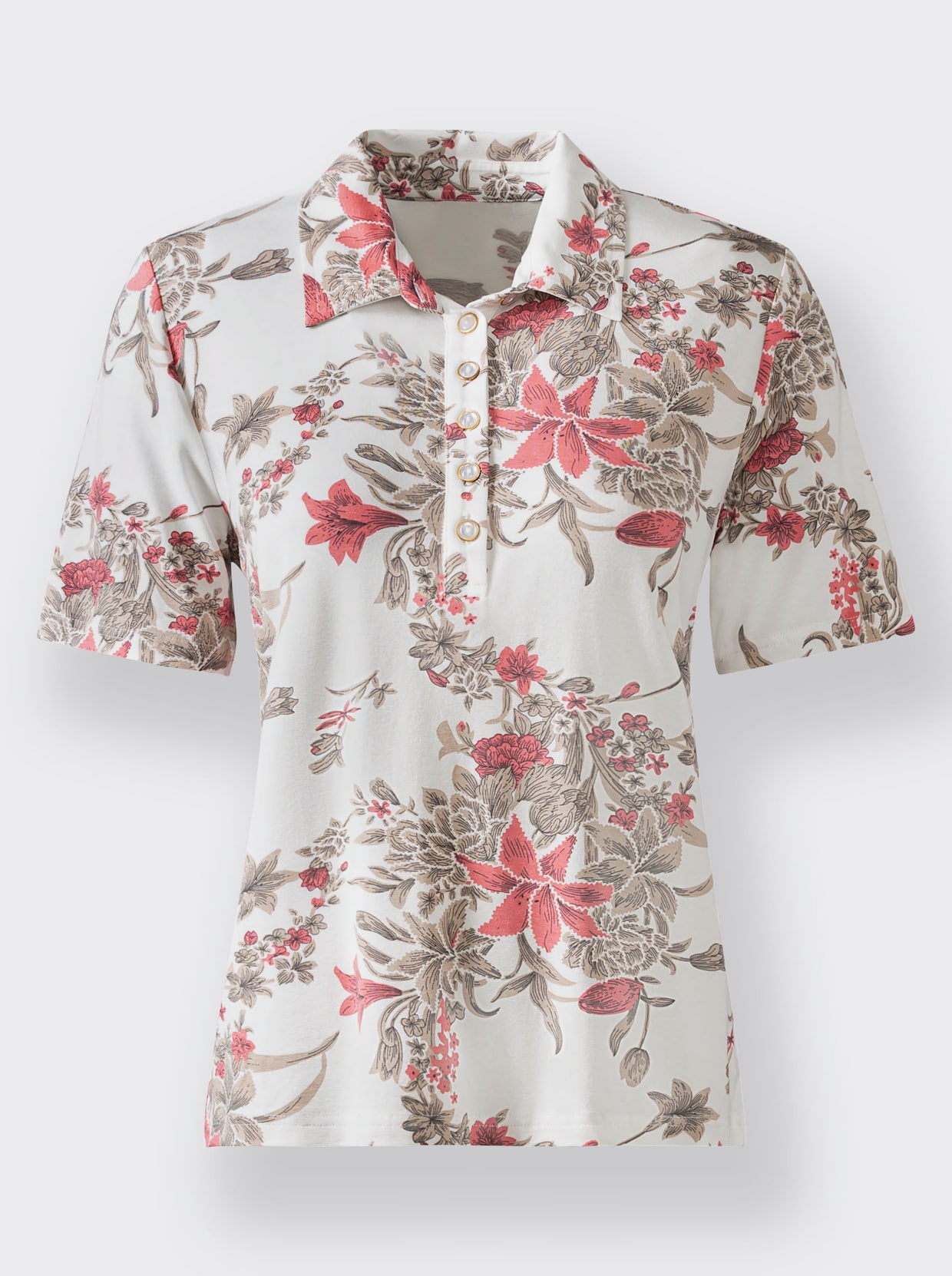 Shirt - flamingo/ecru bedrukt